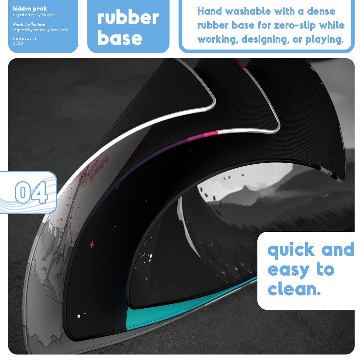 PhaseByte Hidden Peak Extended Gaming Mouse Pad - Non-Slip Desk Mat with Stitched Edges, Smooth