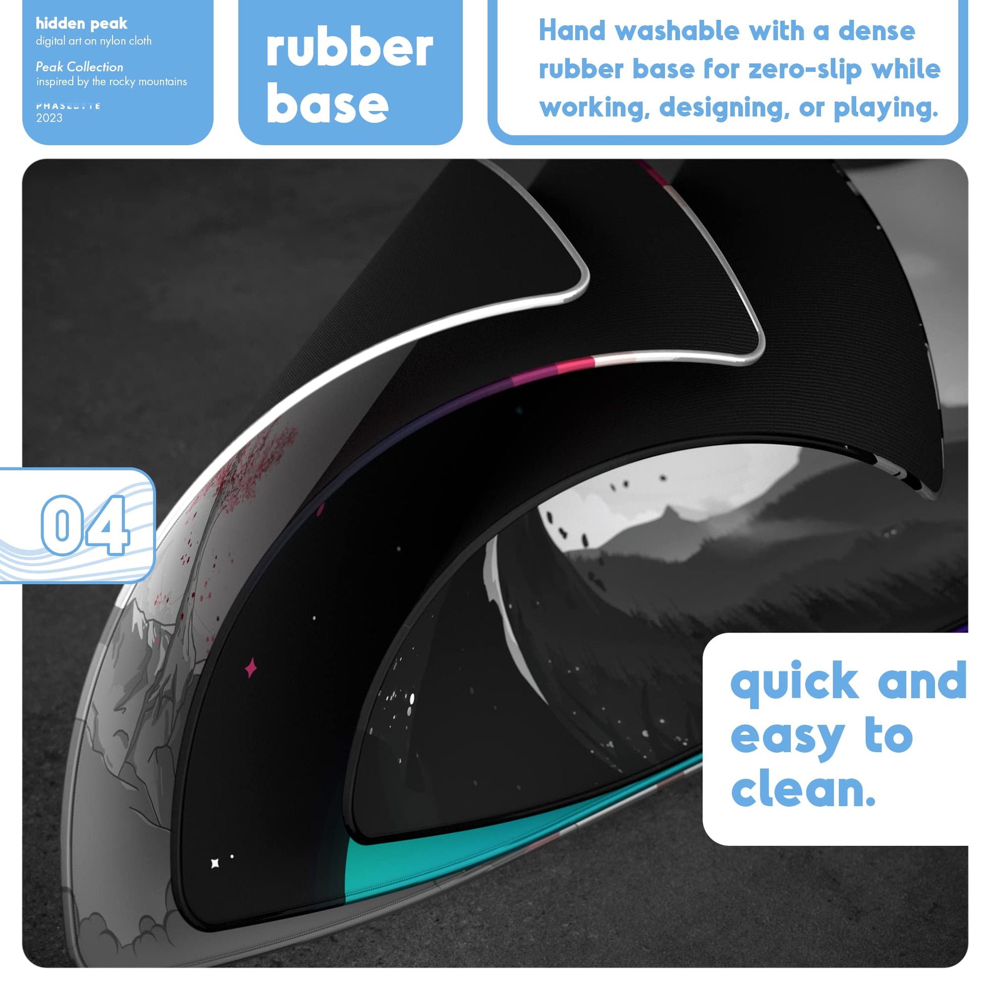 PhaseByte Hidden Peak Extended Gaming Mouse Pad - Non-Slip Desk Mat with Stitched Edges, Smooth