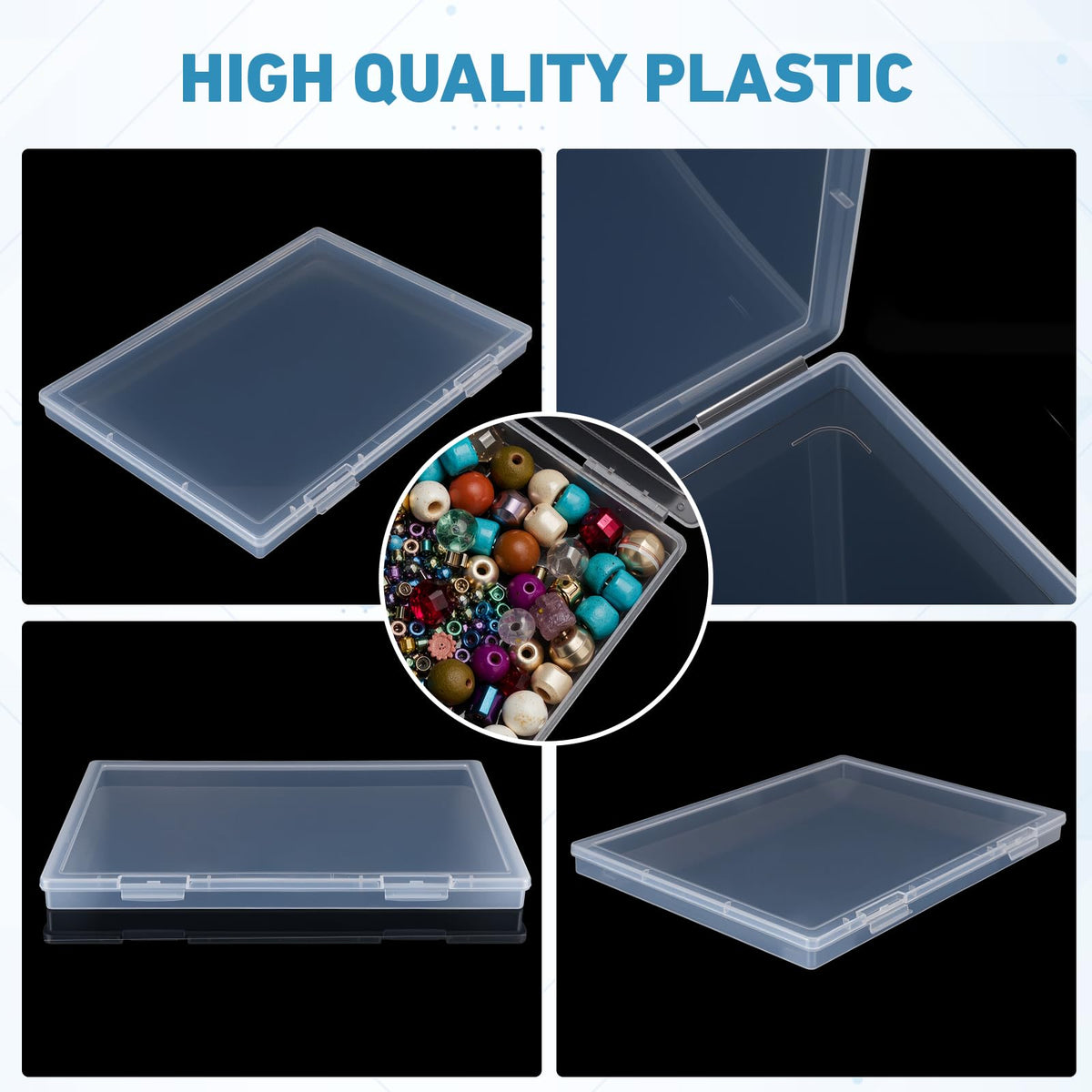 Jetec 6 Pieces Small Clear Plastic Storage Box, 12.0 x 8.8 x 0.9 Inch