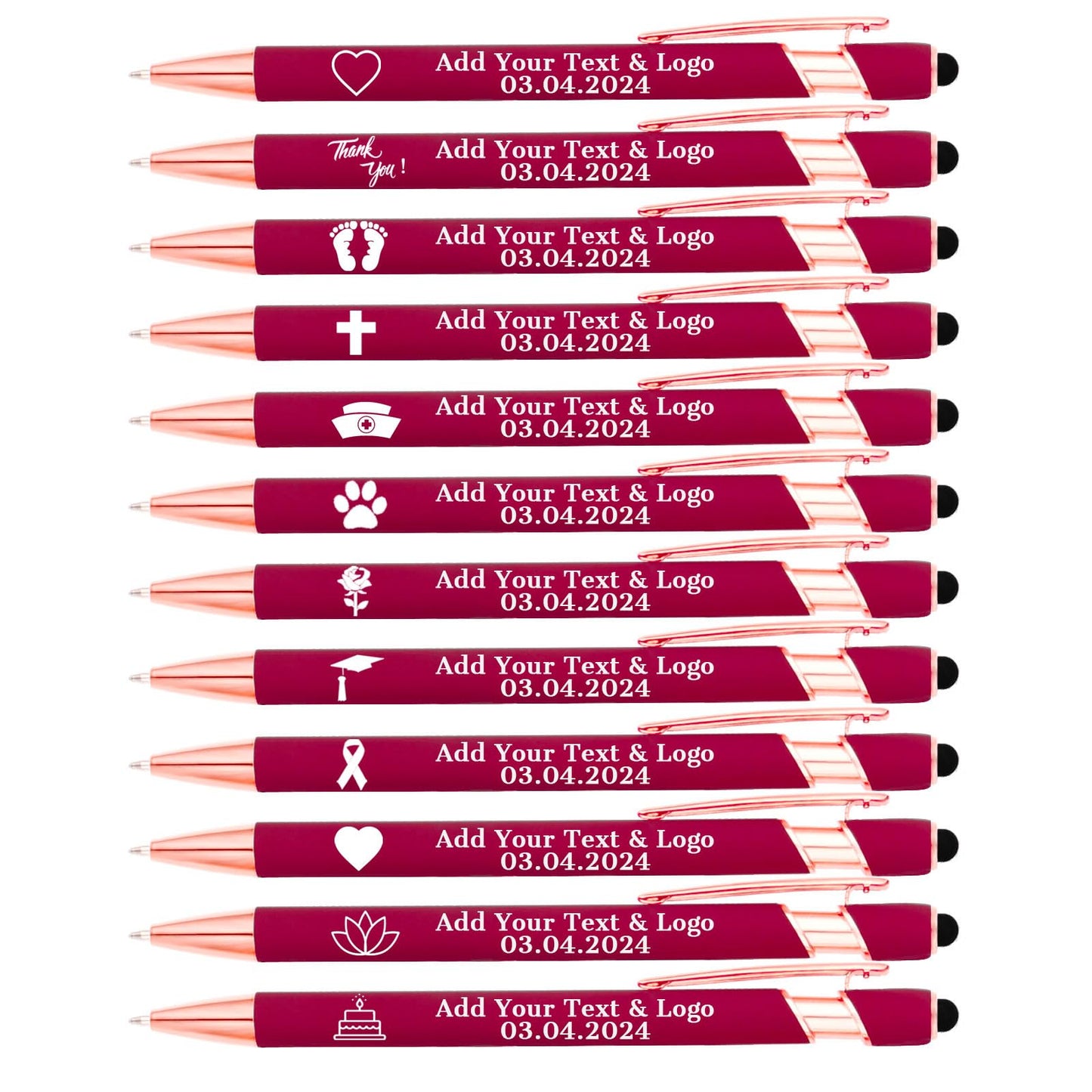 LMJUEJIN Personalized Pens with Name or Logo - Black Ink - 12 pcs Metal Custom Ballpoint Pen with