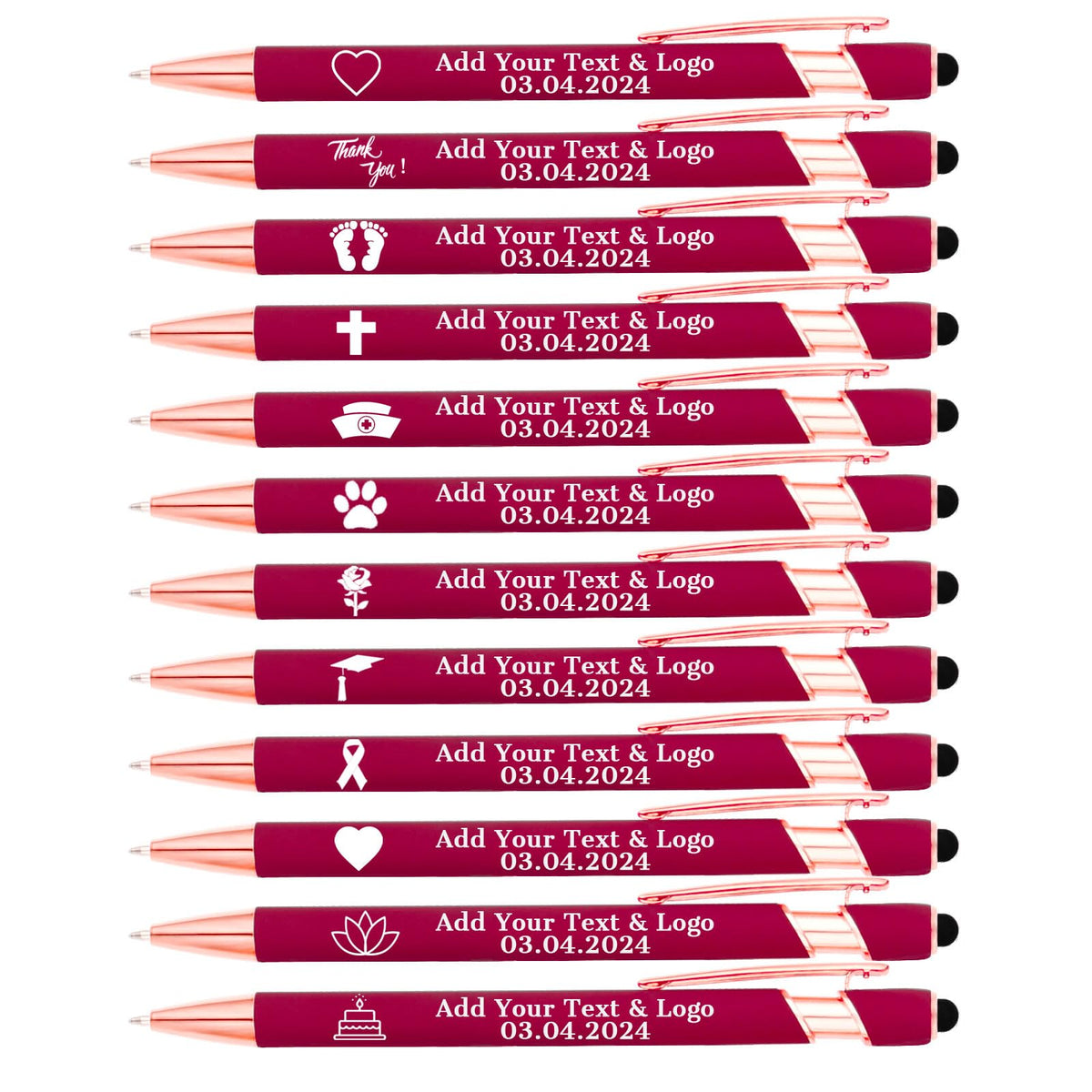 LMJUEJIN Personalized Pens with Name or Logo - Black Ink - 12 pcs Metal Custom Ballpoint Pen with