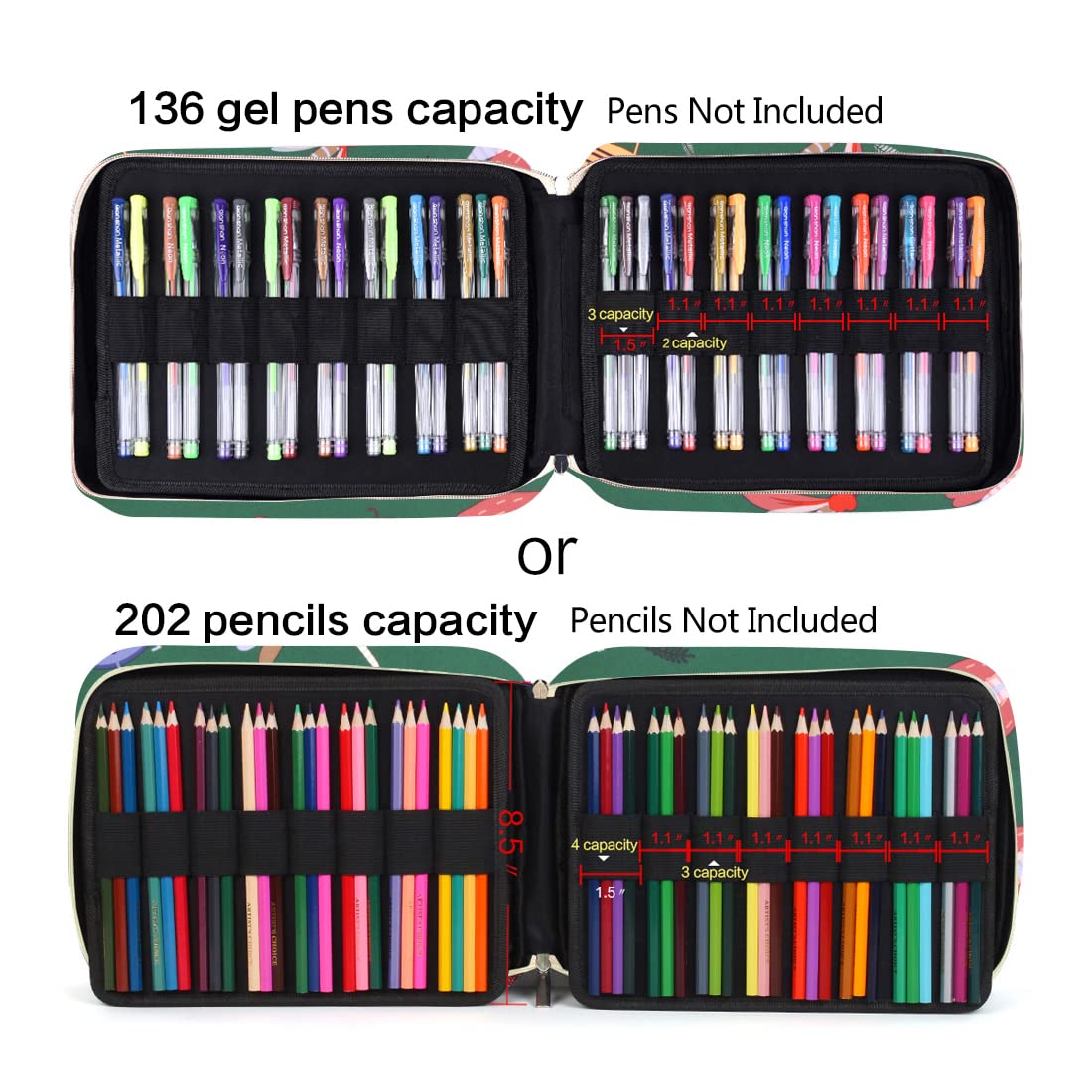 Pencil Case Holder Slot with Zipper Closure Large Capacity Pen Organizer