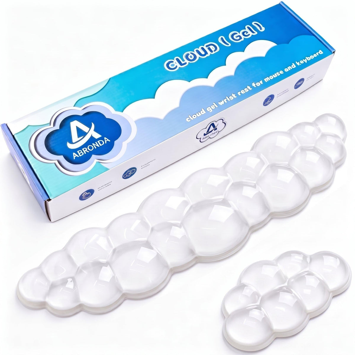 ABRONDA Gel Cloud Keyboard & Mouse Wrist Rest Set - Cloud Keyboard Wrist Rest Pad & Mouse Support