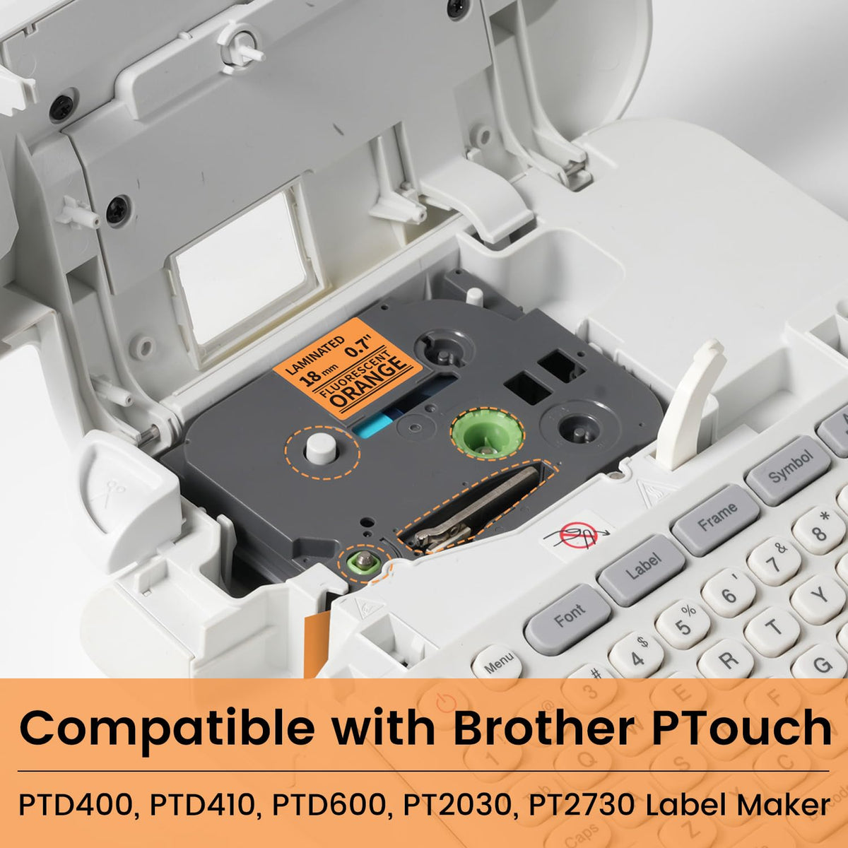 18mm 3/4" Fluorescent Orange Label Compatible with Brother PTouch TZe-B41