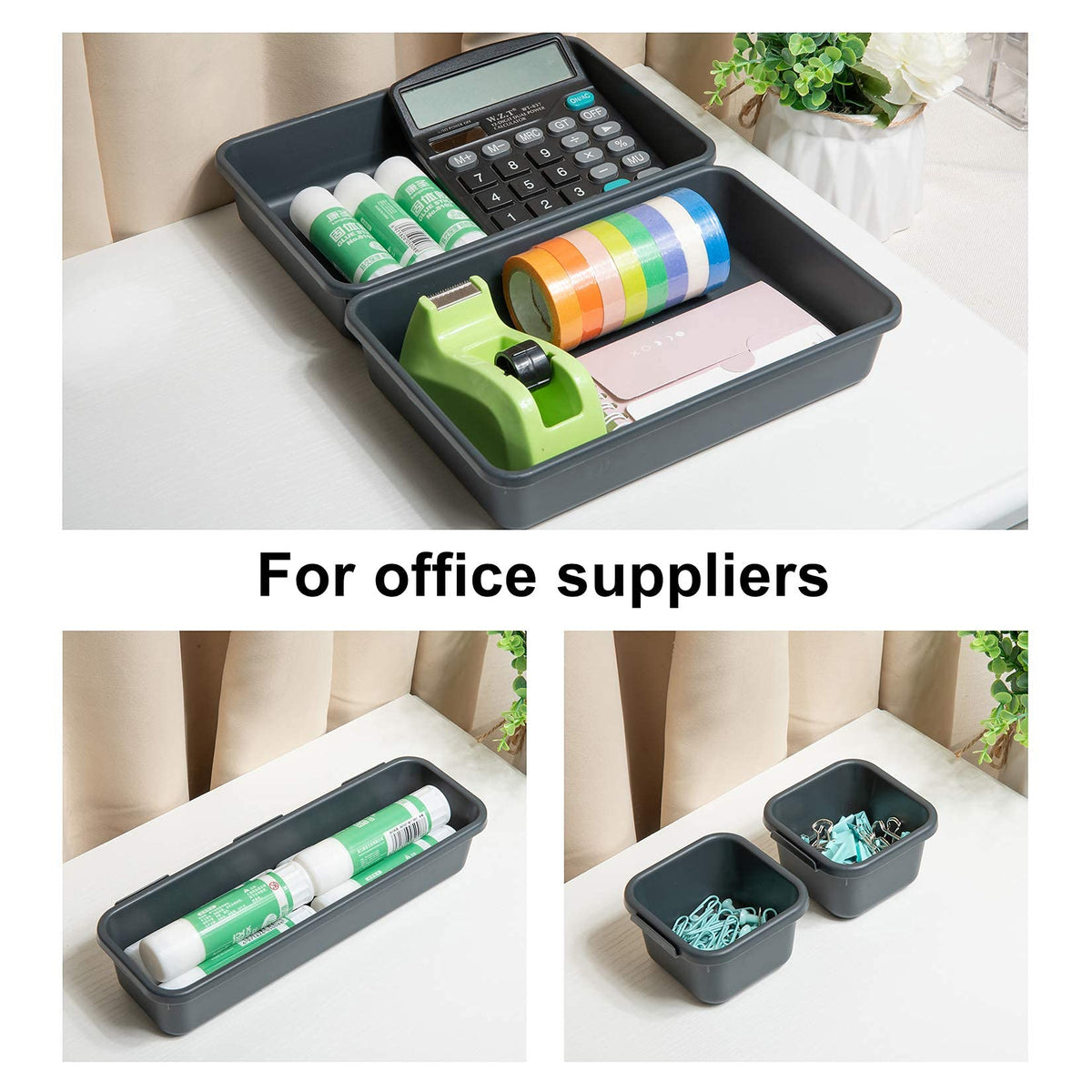 BYCY 32 PCS Desk Drawer Organizers - Interlocking Tool Boxes with 3 Sizes, Office, Bathroom