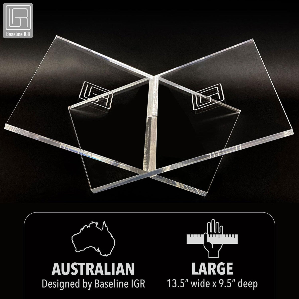 Baseline IGR Large Clear Acrylic Book Stand, 12.5" x 9.5" x 5.5”, Acrylic Book Holder, Open