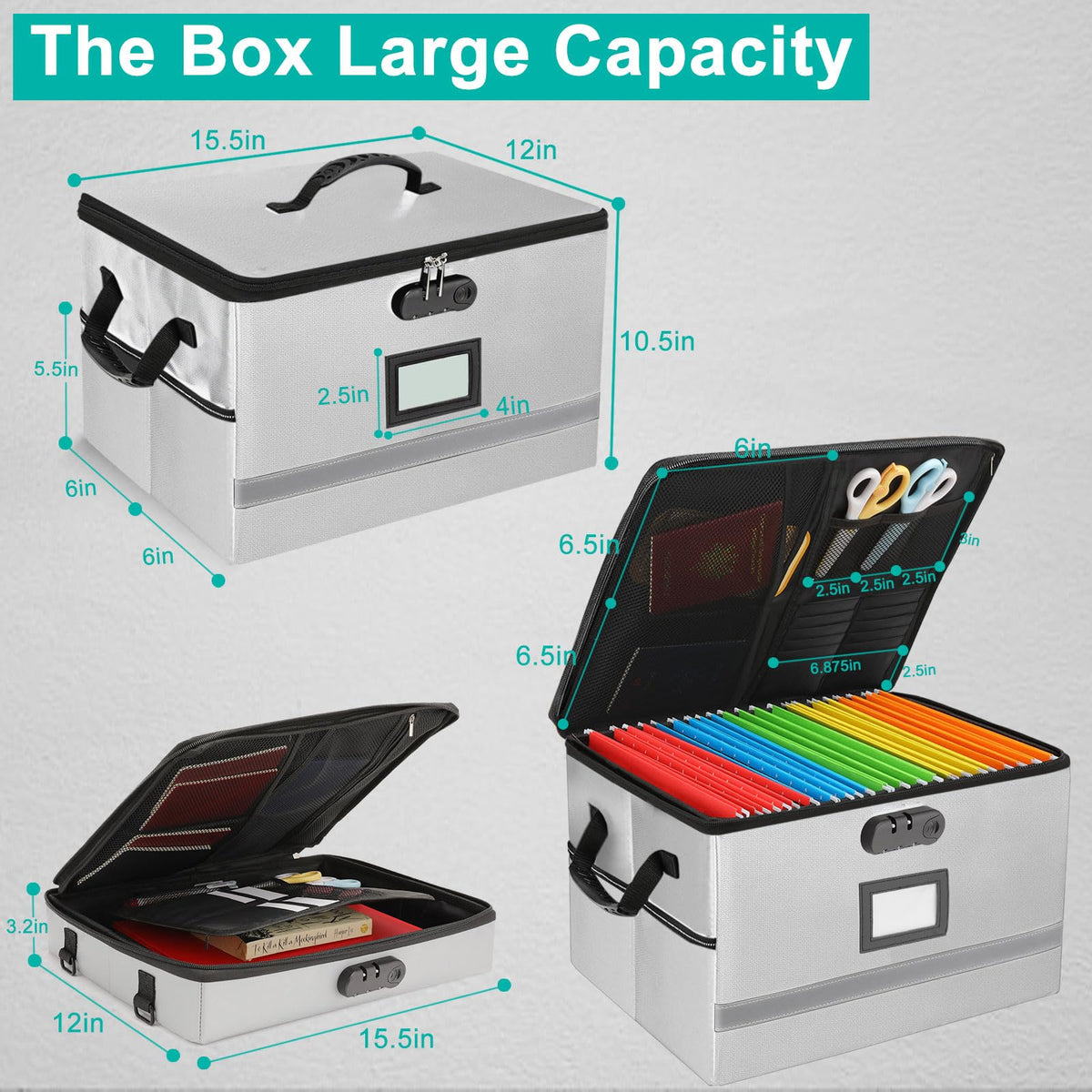 EXLIFBAG Fireproof File Organizer with Lock, 2 Layer