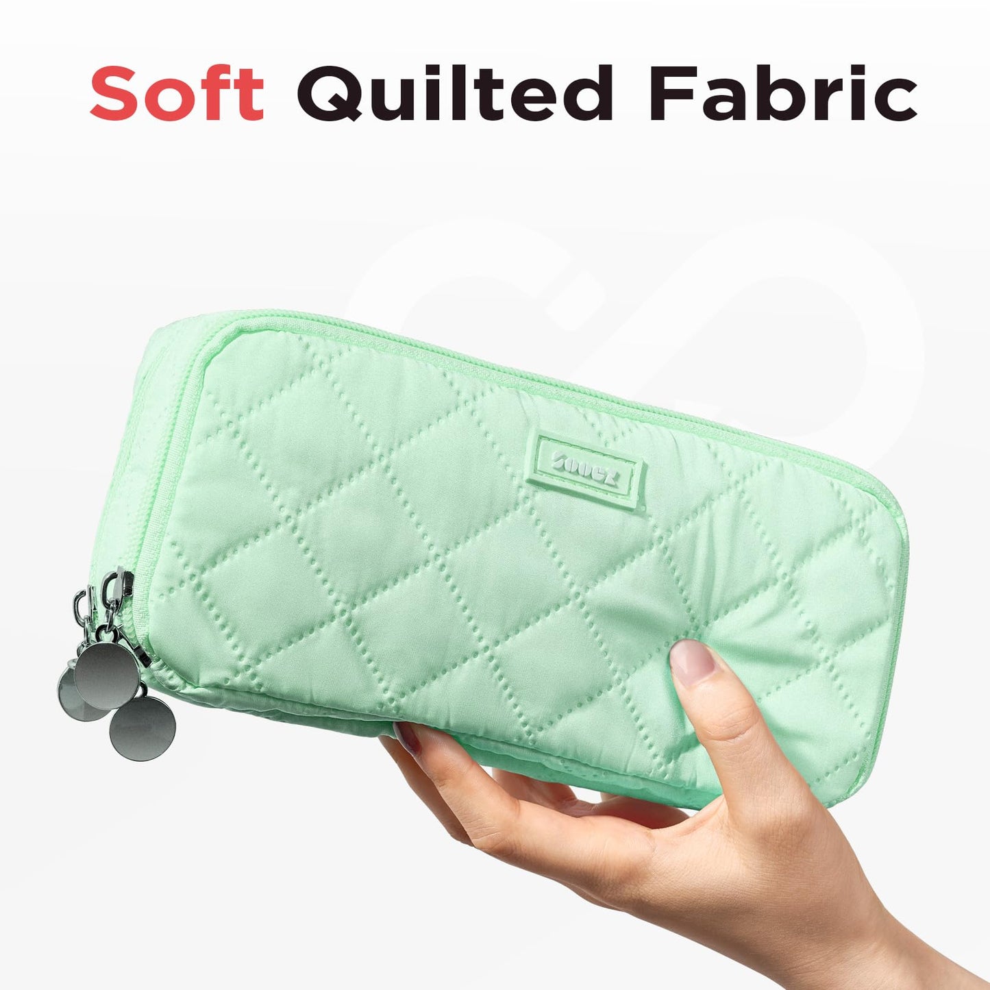 Sooez Large Pencil Case Pouch, Extra Big Pencil Bag with 8 Compartments, Pen Bag Wide Opening, Soft