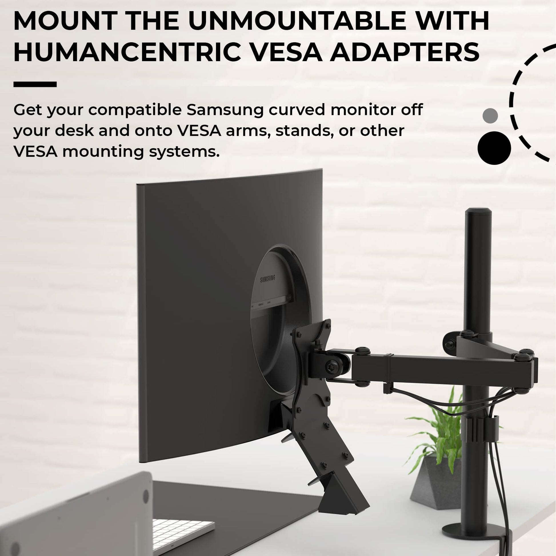 HumanCentric VESA Mount Adapter for Samsung Curved Monitors CF397 & CRG5