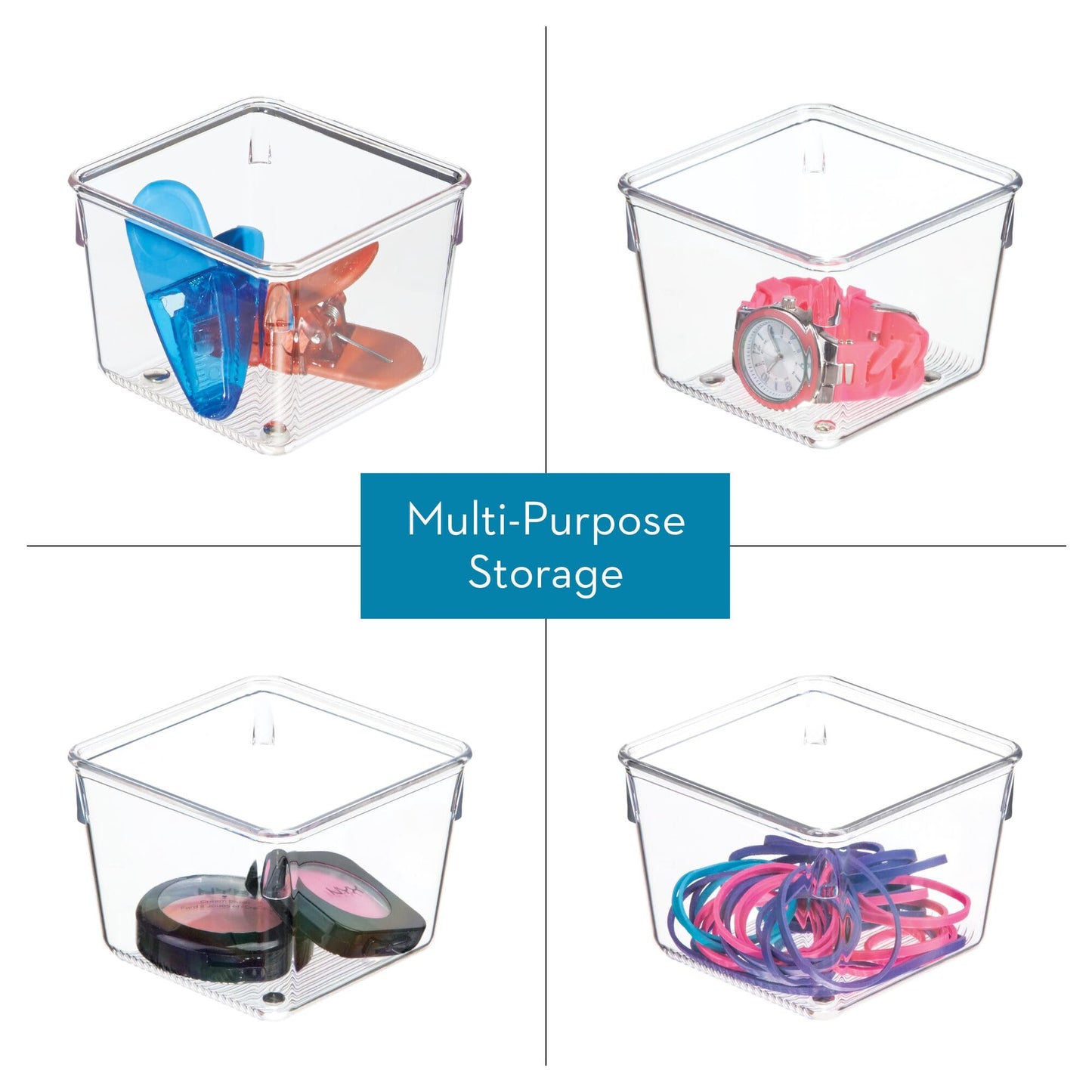 iDesign Plastic Drawer Organizer Bins, Set of 6, Clear