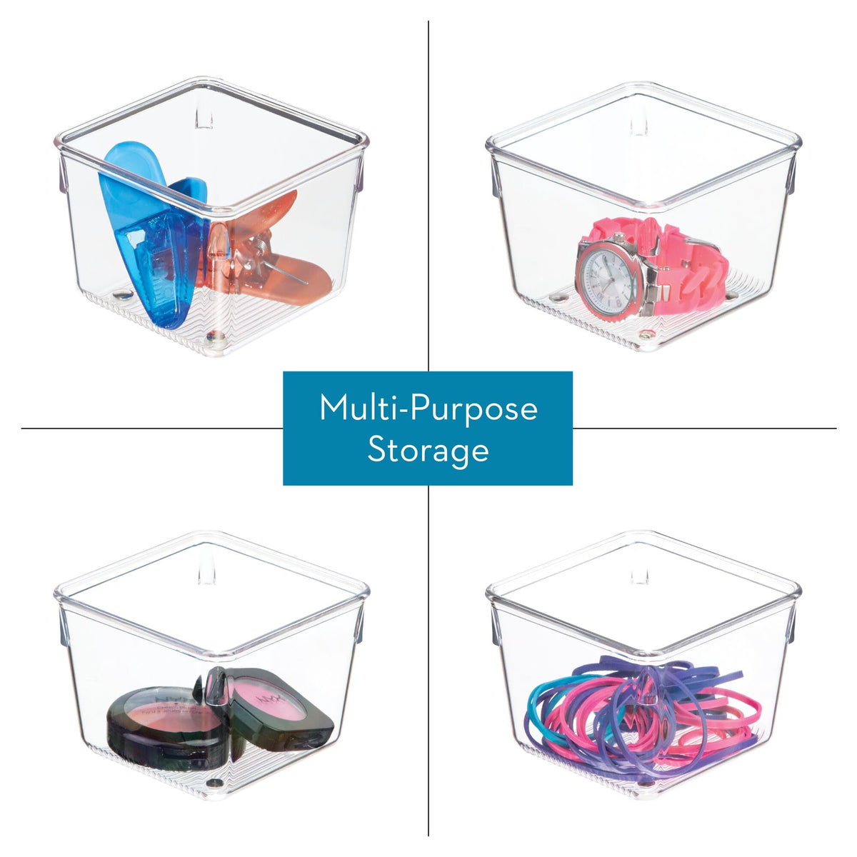 iDesign Plastic Drawer Organizer Bins, Set of 6, Clear