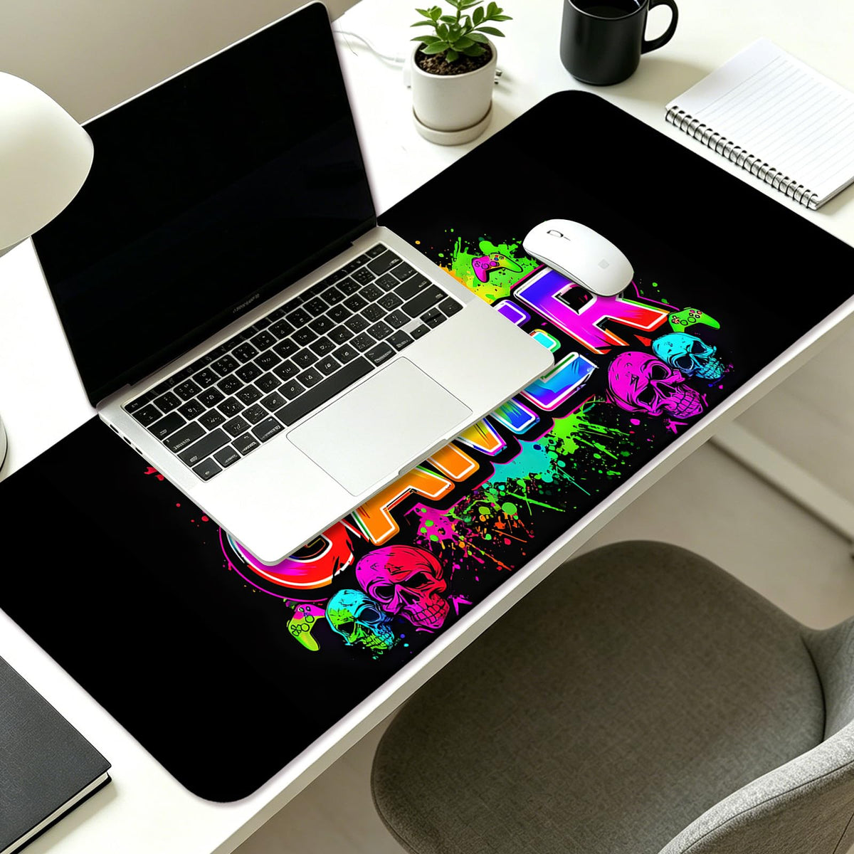 JIANG100 Gaming Desk Mat, XL Extended Mouse Pad, Black