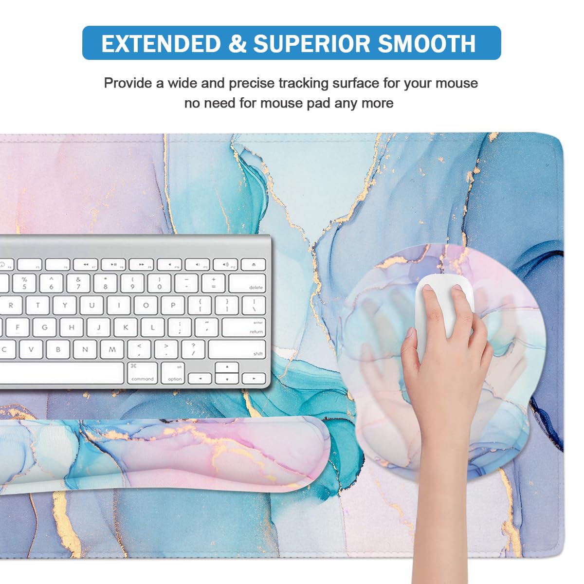 4-in-1 Gaming Mouse Pad Wrist Support Set，Desk Pad + Mouse Pad with Wrist Rest + Keyboard Wrist