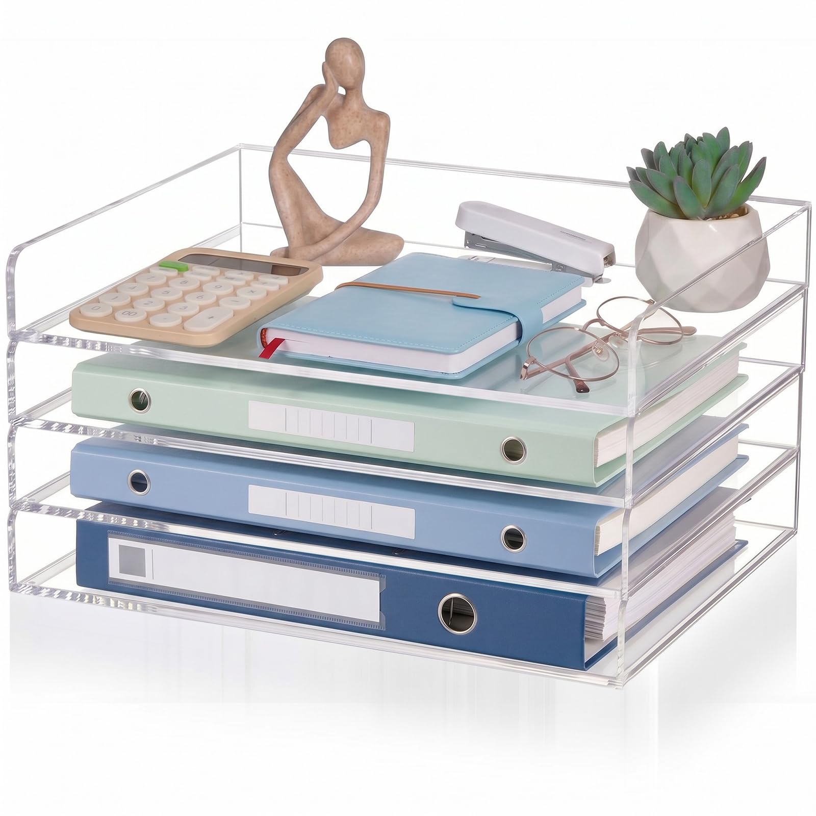 Harloon 4 Tier Paper Organizer Letter Tray Acrylic Desk File Organizer