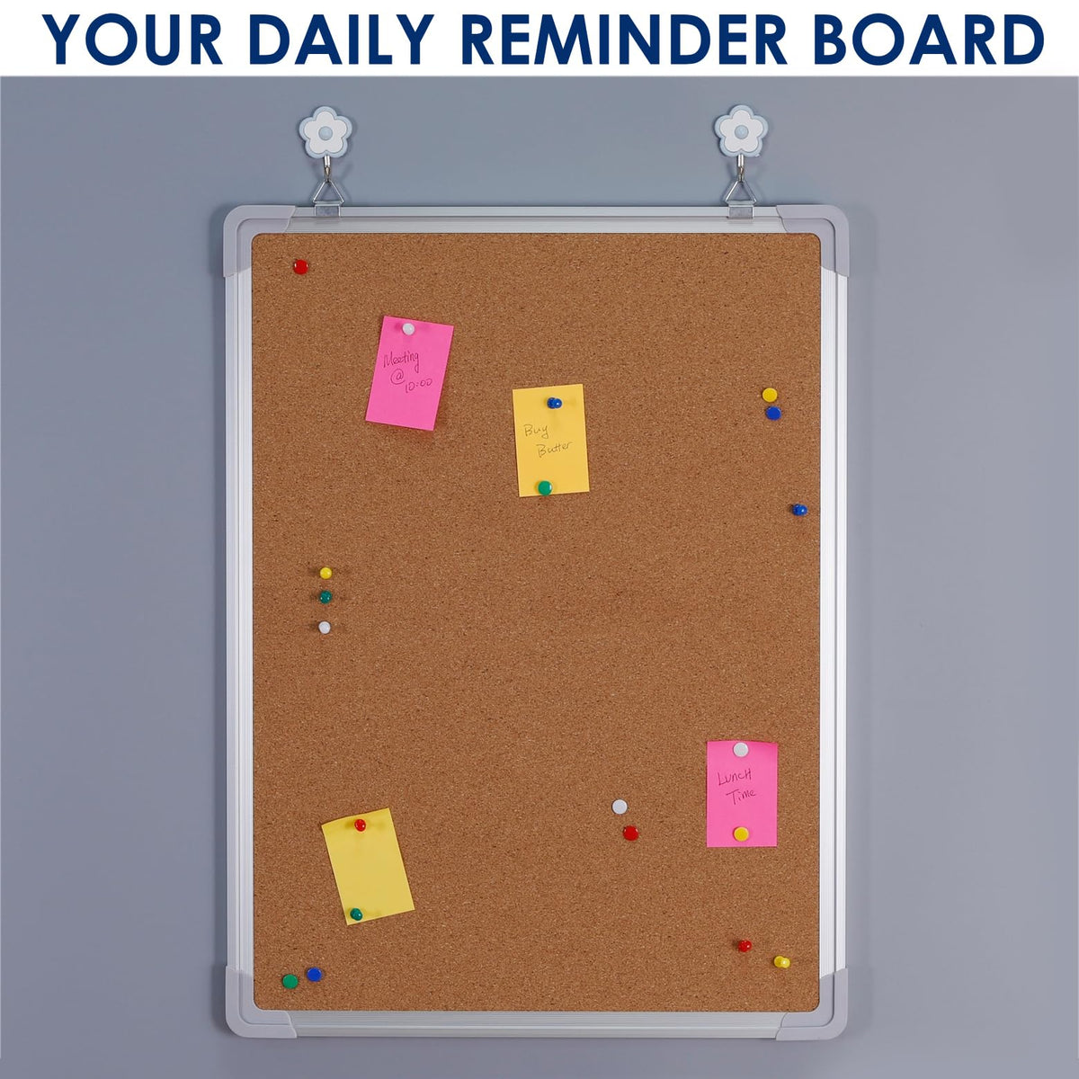 Cork Board 18x24 in, Framed Wall Hanging Bulletin Board with 10 Thumb Tacks