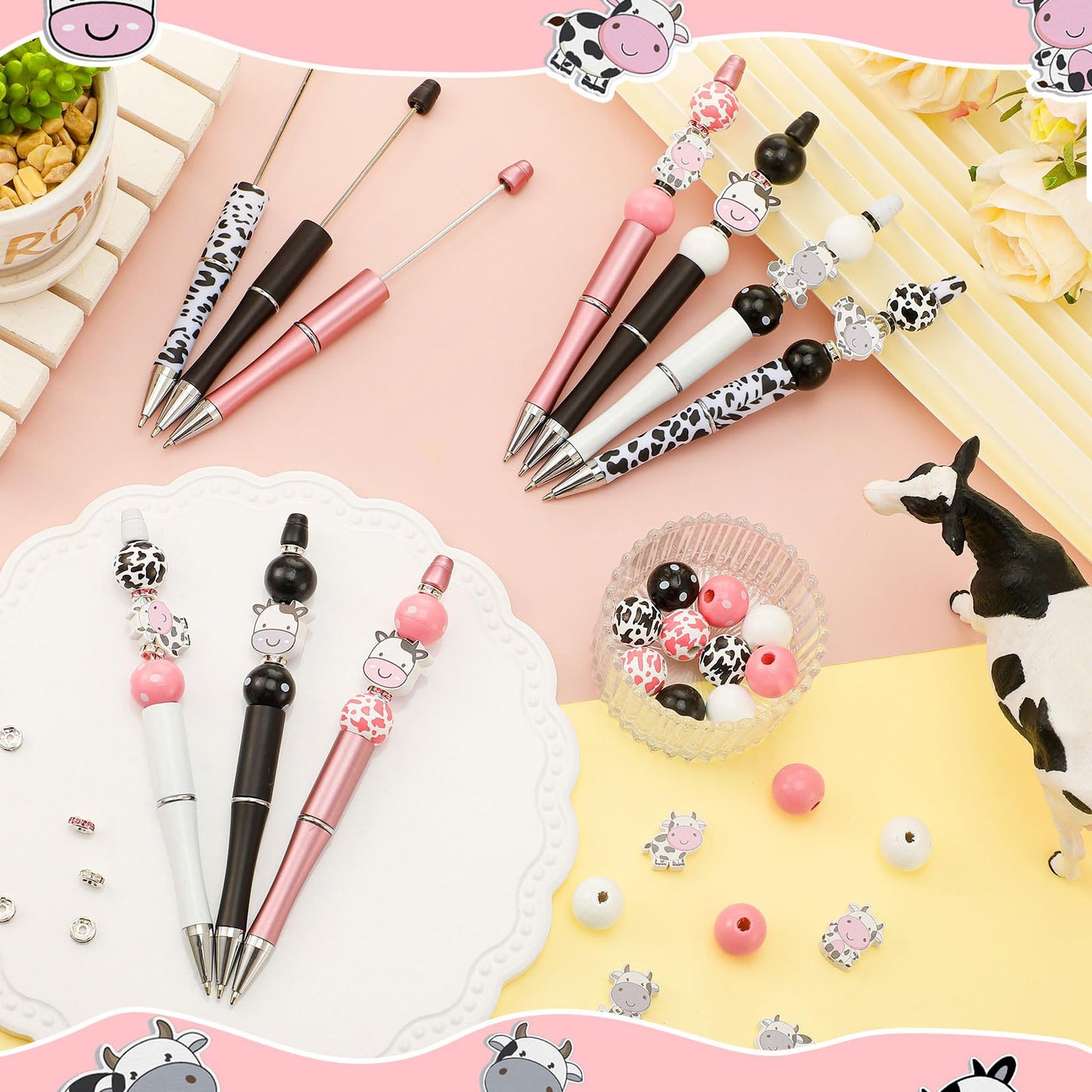 Colarr 197 Pcs Beadable Pens DIY Pen Making Kit, Cow