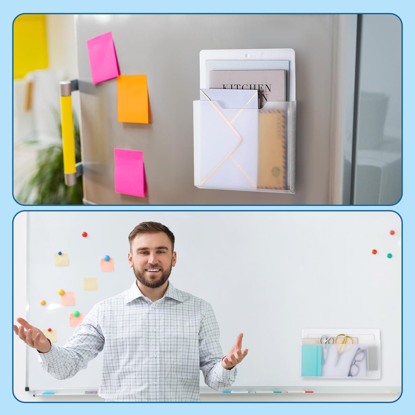 Fuutreo Magnetic Wall File Holder,6pcs,Clear,Horizontal & Vertical