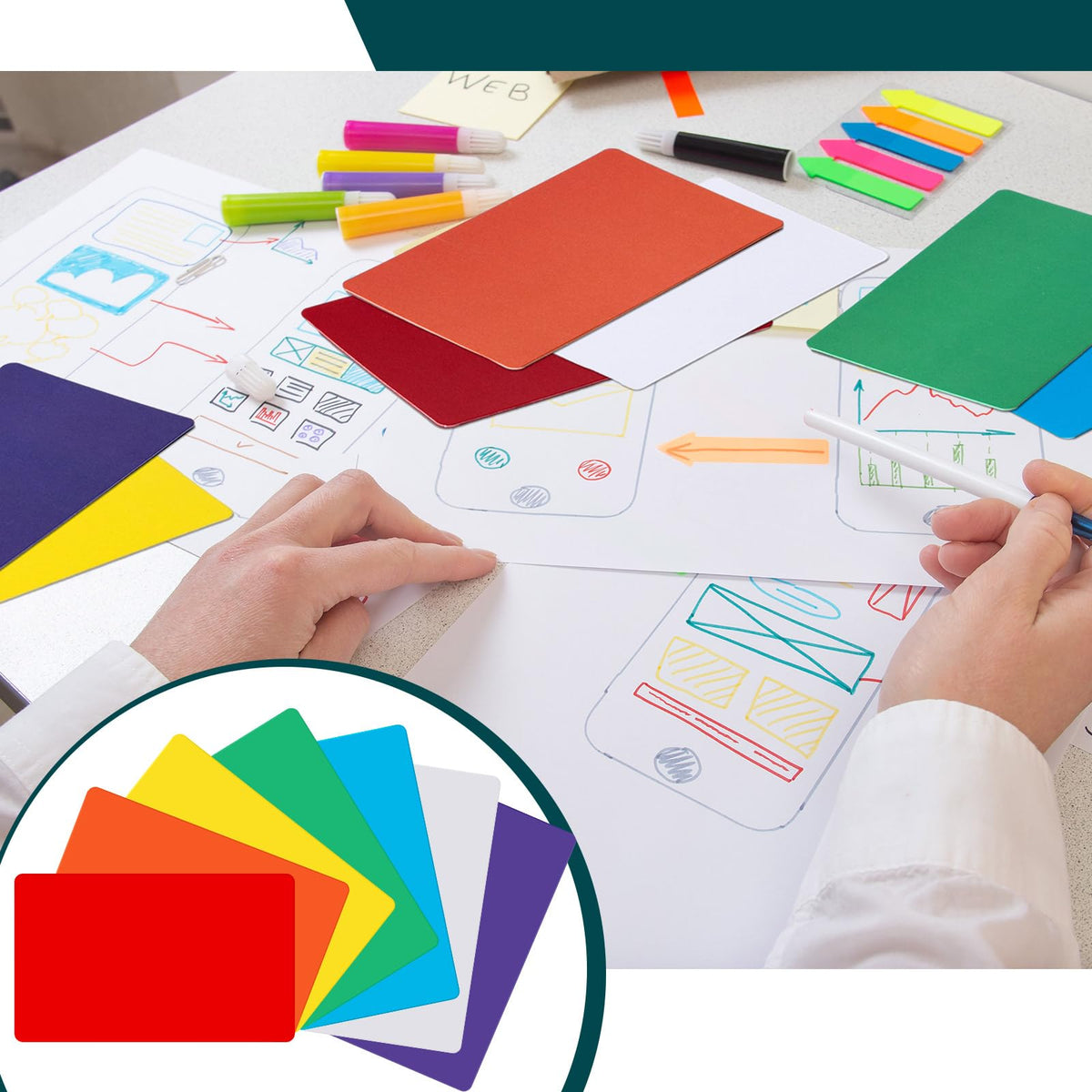 Harloon 200 Pcs Dry Erase Index Cards 3 x 5 Inch, Colorful
