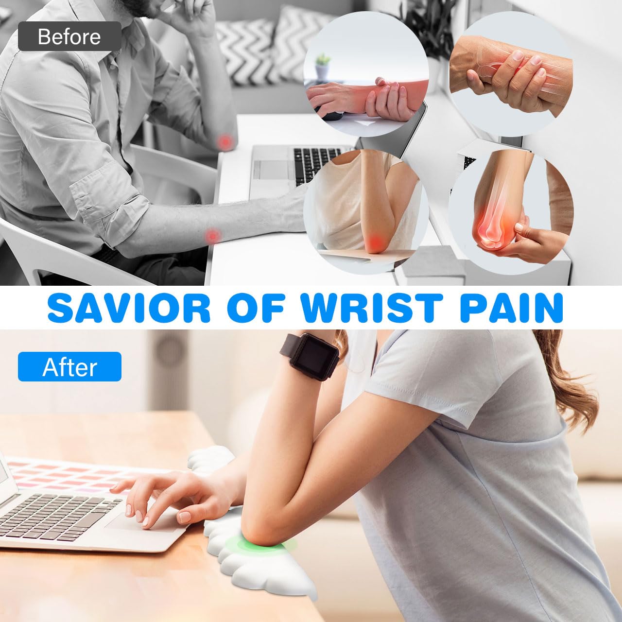 JIKIOU L-Shaped Desk Elbow Pad for Desk,Memory Foam Elbow Support Pad 2Pack