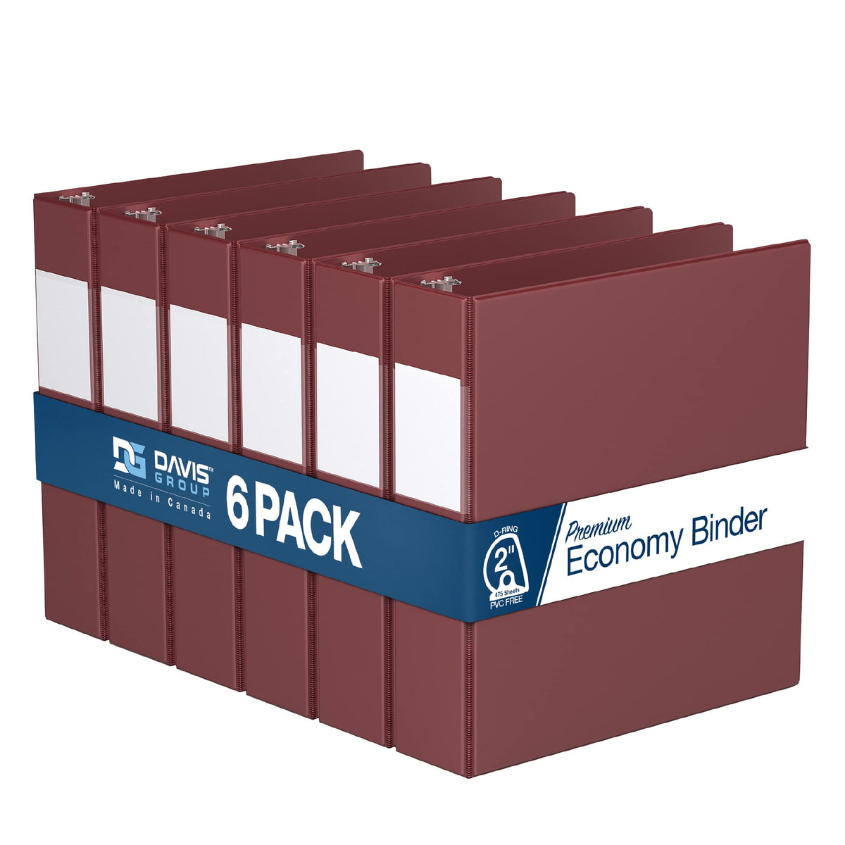 Premium Economy 6-Pack 3-Ring Binders for School or Office, D-Ring Binders, 2 Inch, Burgundy