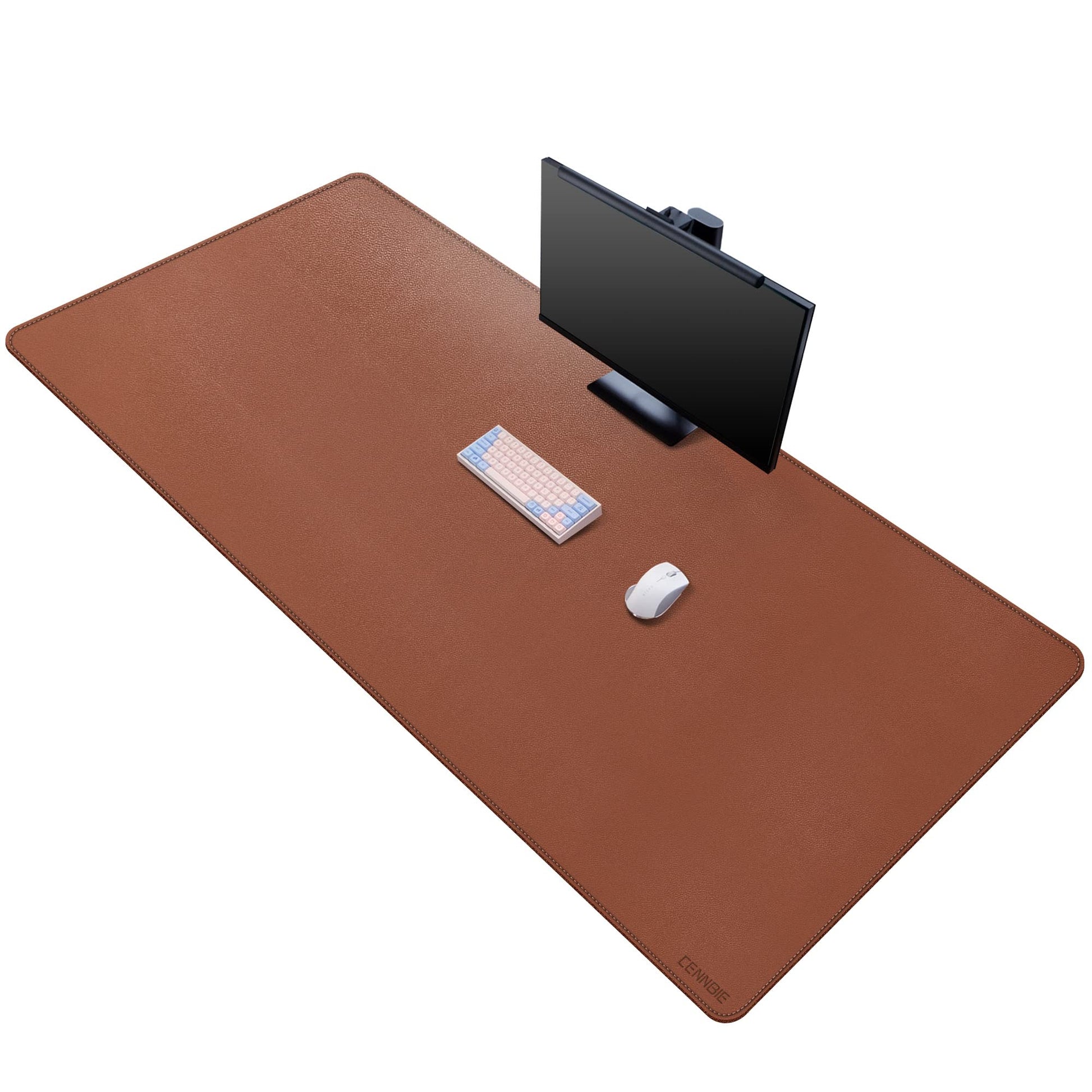 CENNBIE Leather Desk Mat,63" x 31.4" Desk Pad for Full Desk (Brown)