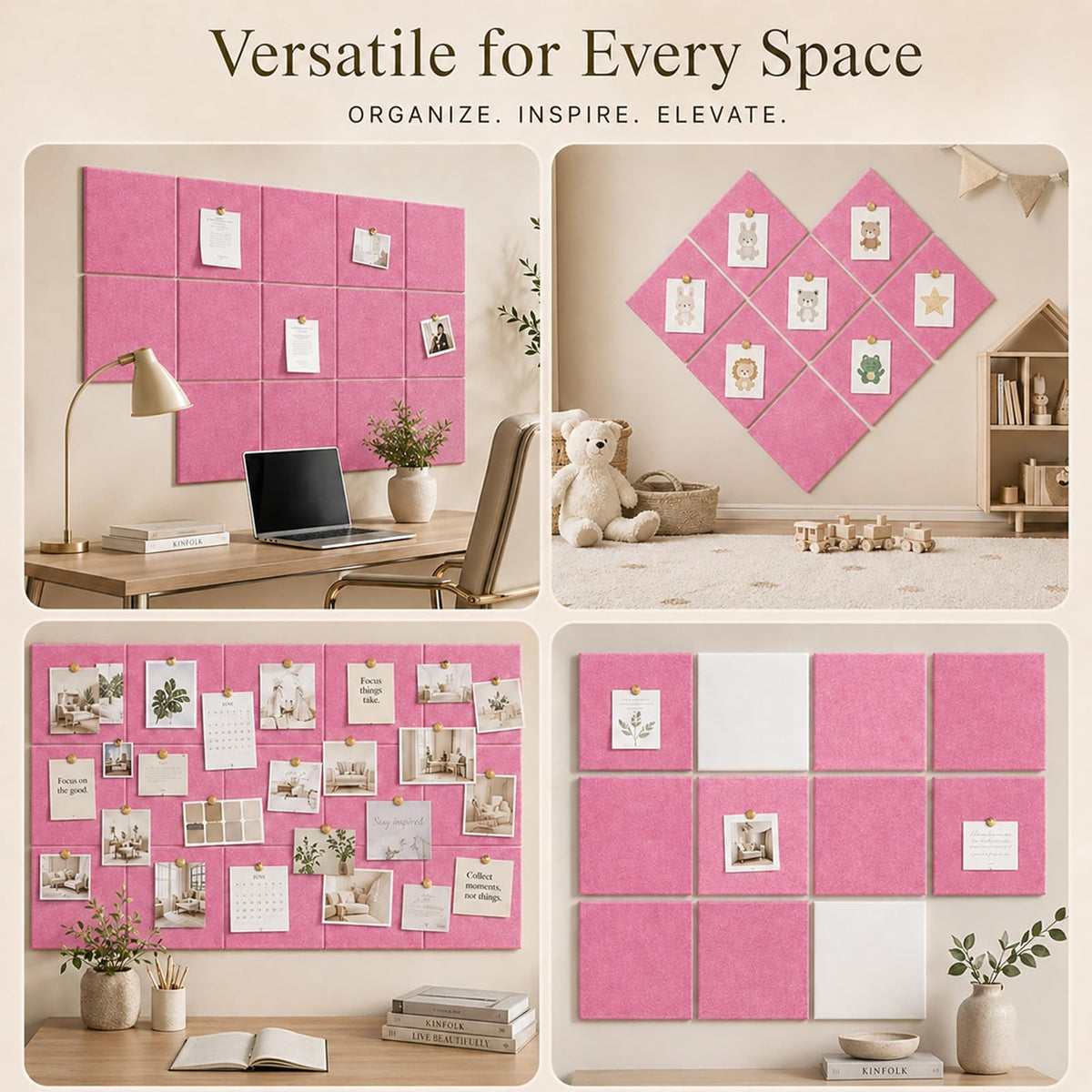 Baysola Felt Bulletin Board Tiles, Cork Board Alternative, 48 x 36 in