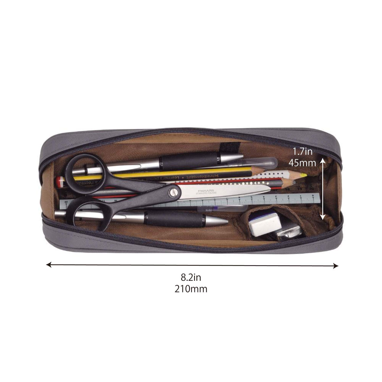 LIHIT LAB Large Capacity Zipper Long Pencil Case For School Office College, Big Capacity Pencil Bag