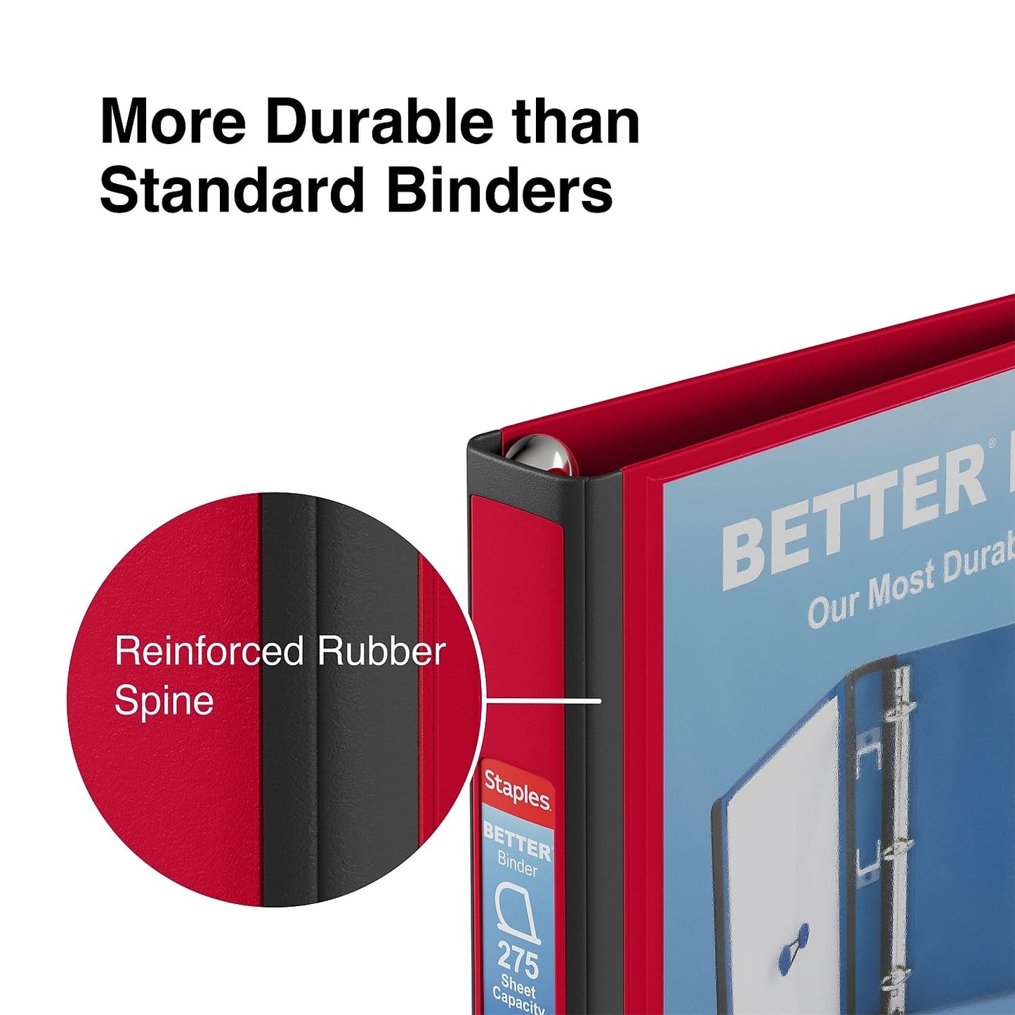 Staples Better Binder, 1-Inch 3-Ring View, Red, 3-Pack