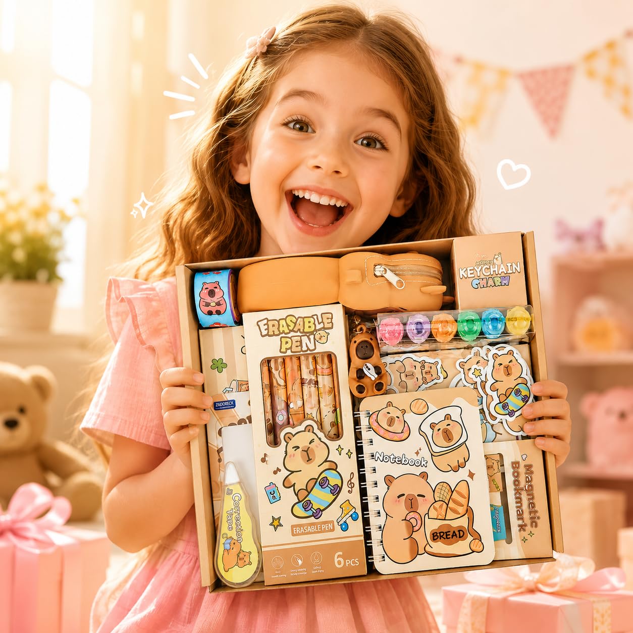 Capybara School Supplies for Kids,30PCS Cute Stationary Set for Girls