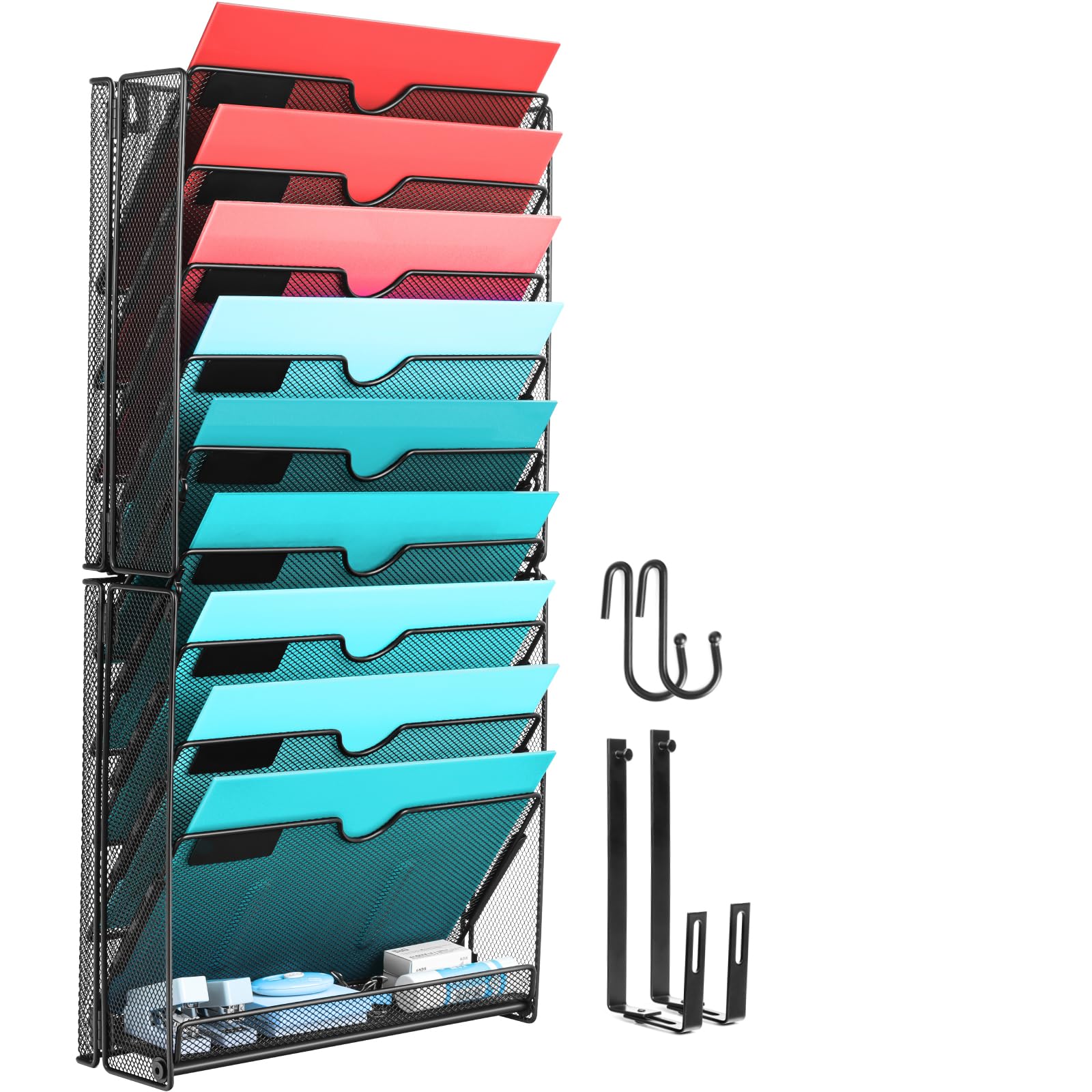 GALASALA Wall File Organizer, 10 Pockets Mesh Hanging File Organizer