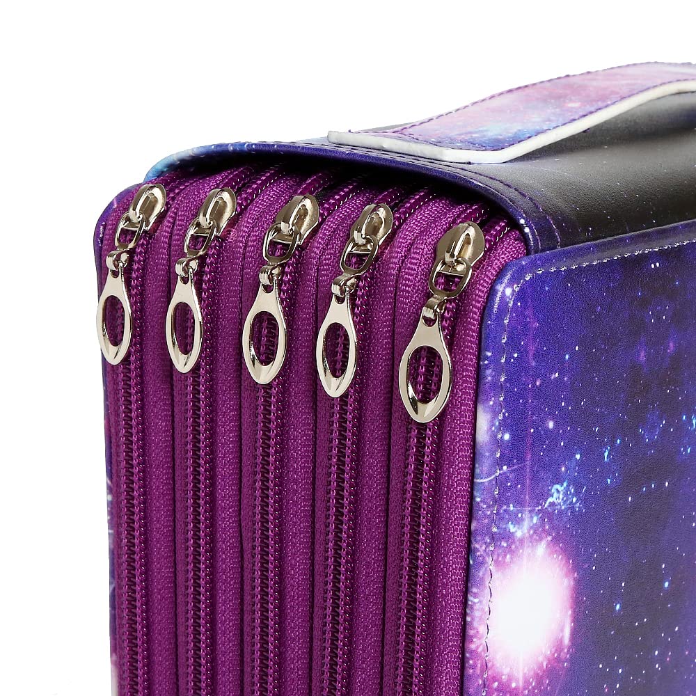 Lbxgap 250 Slots Pencil Case 5-Layer Zipped Holder w/Handle