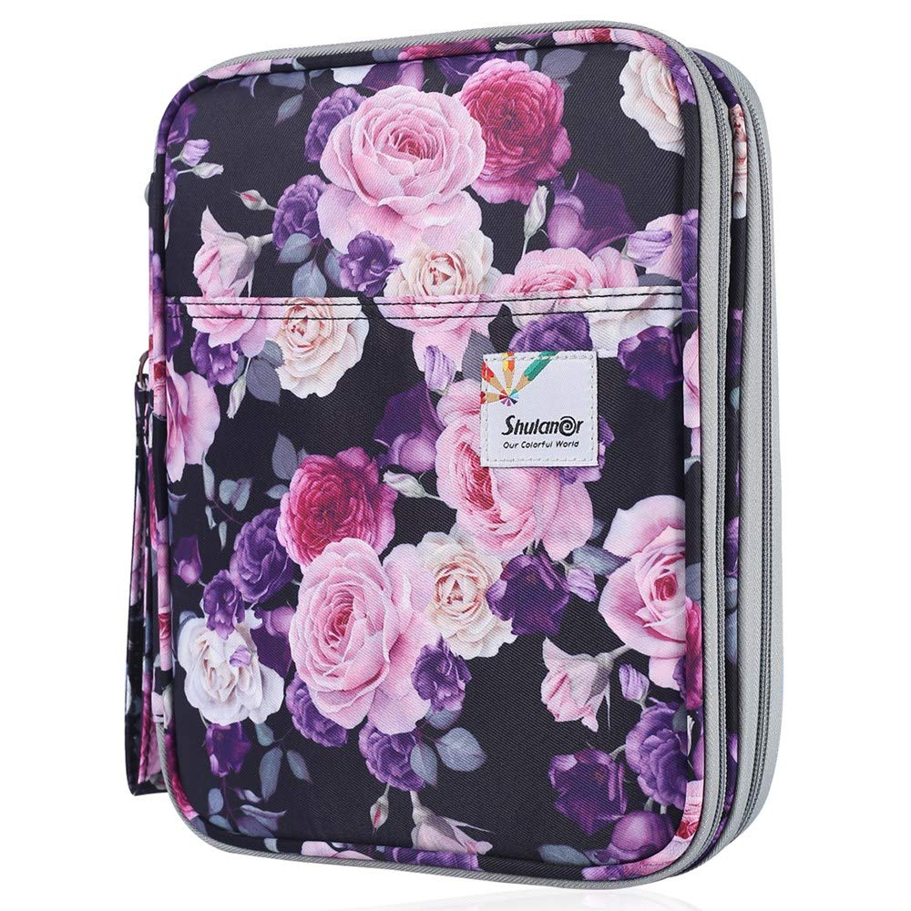 Shulaner Colored Pencil Case Slot Holds 192 Pencils or 144 Gel Pens with Zipper Closure Large