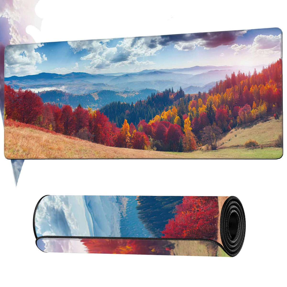 Colorful Autumn Landscape in Mountain Village Gaming Mouse Pad XXL Large Desk Mouse Pad Keyboard