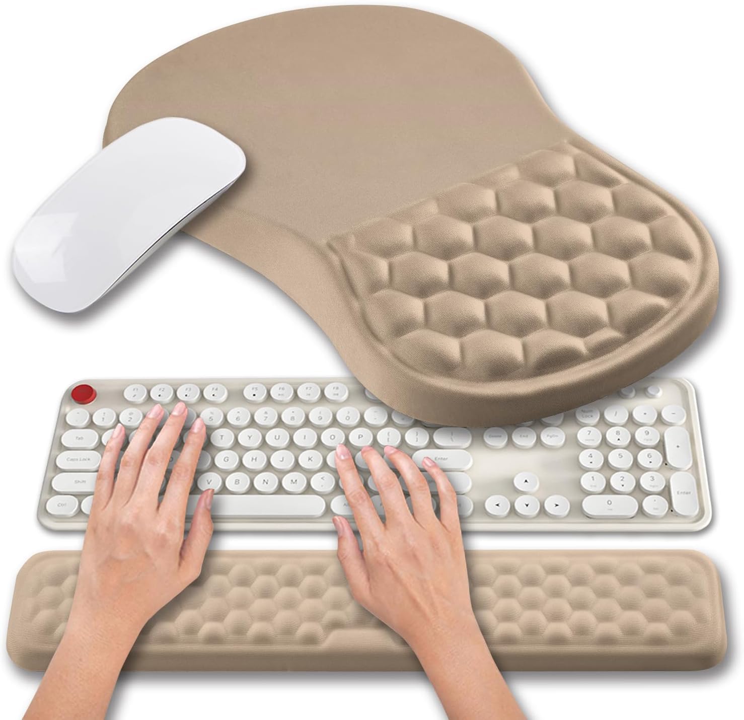 Hokafenle 2 in 1 Ergonomic Mouse Pad Wrist Support & Wrist Rest for Computer Keyboard Set, with