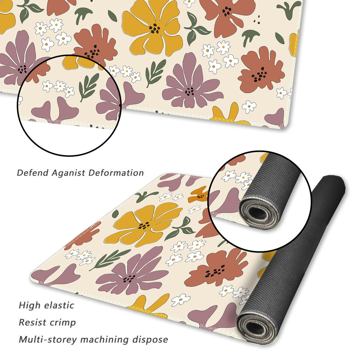 ARTSO Extended Gaming Mouse Pad, Cute XXL Large Keyboard Mat, Flower Long Mousepad Desk Decor