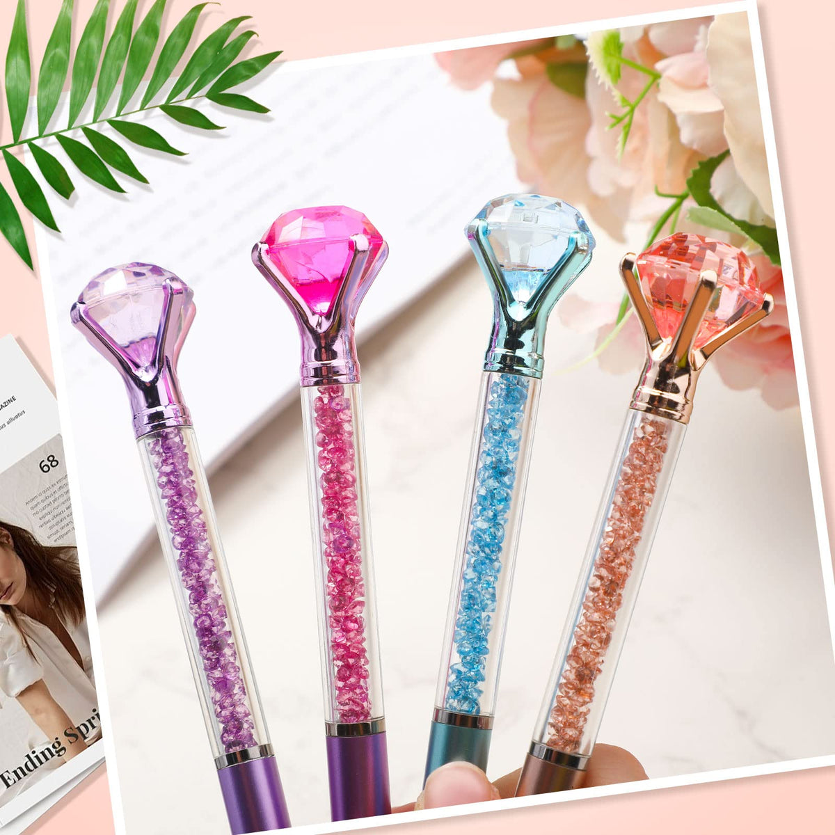 Sherr 100 Pack Big Crystal Diamond Pens Cute Ballpoint Pens Retractable Ballpoint Rhinestones