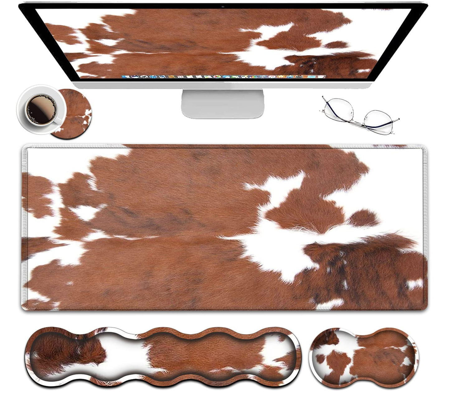 Large Mouse Pad and Gel Mouse Wrist Rest+ Memory Foam Keyboard Wrist Rest Support Set, Non-Slip