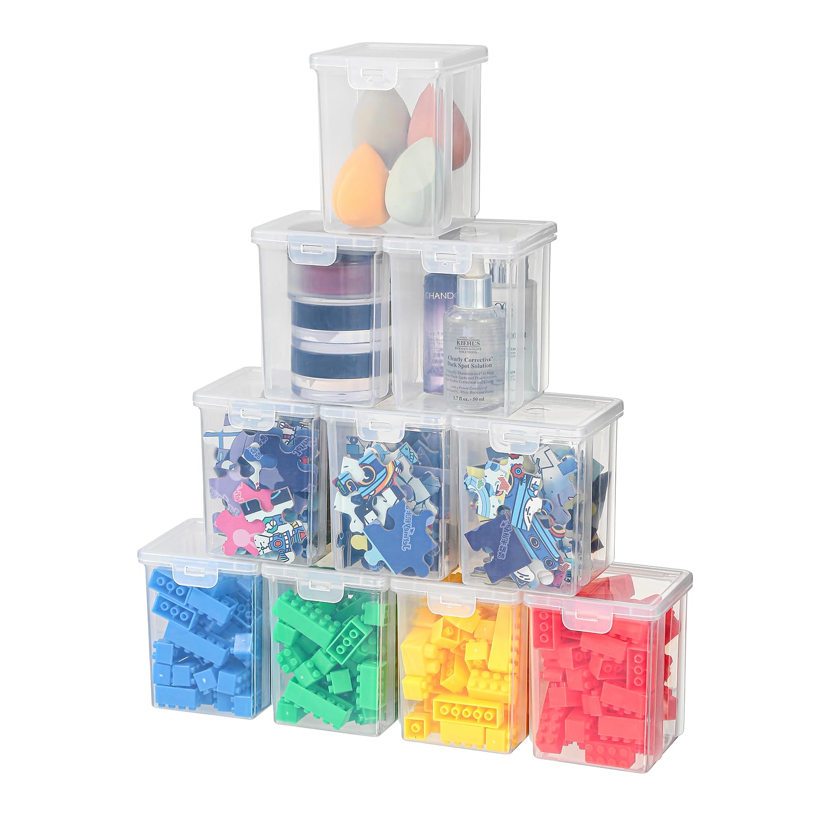 Swuj 10 Pack Deep Clear Square Storage Box, Craft & Art Marker Organizer
