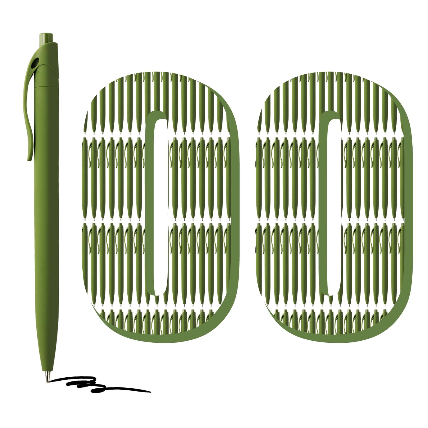 deegtran 100 Pack No Bleed Sage Green Barrel Click Pens, Wholesale Retractable Ballpoint Pens