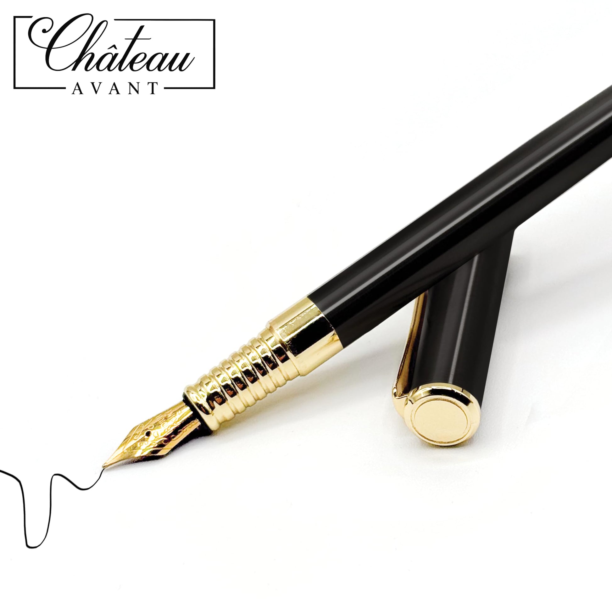 Chateau Avant Signature Calligraphy Fountain Pen Gift Set | Black | Fine and Calligraphy Nibs, 10