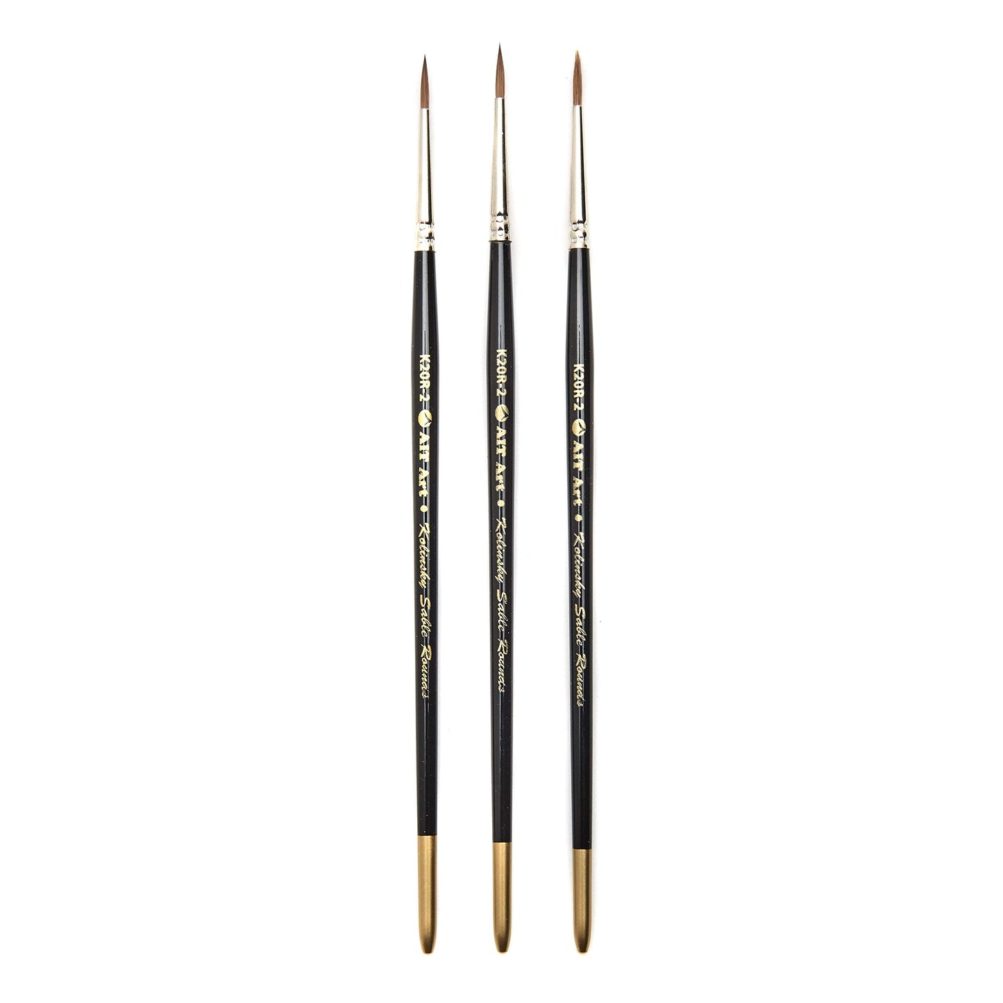 AIT Art Premium Round Detail Kolinsky Paint Brushes, Size 2, Pack of 3, Pure Russian Red Sable
