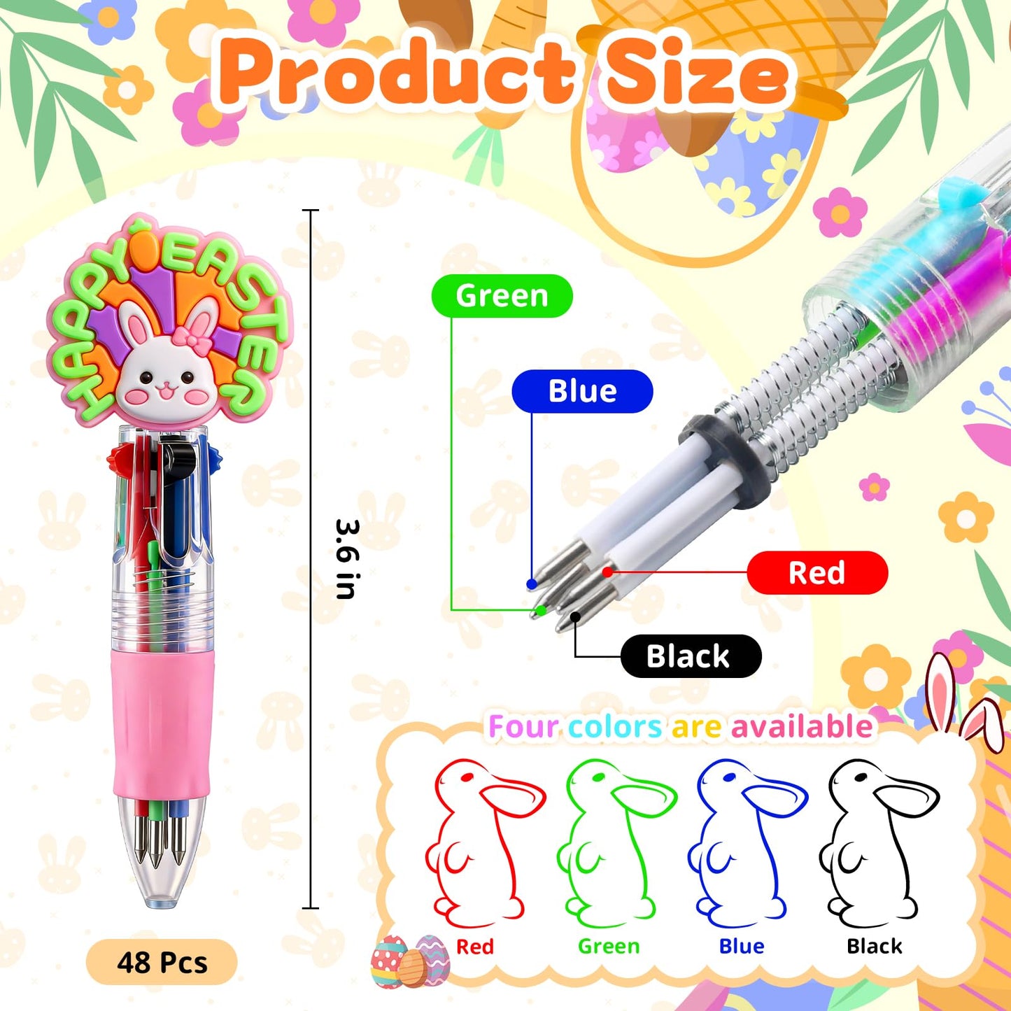 SZCECHRE 48 Pack Easter Eggs Bulk with Multicolor Pen in One - Easter Egg Fillers & Easter Party