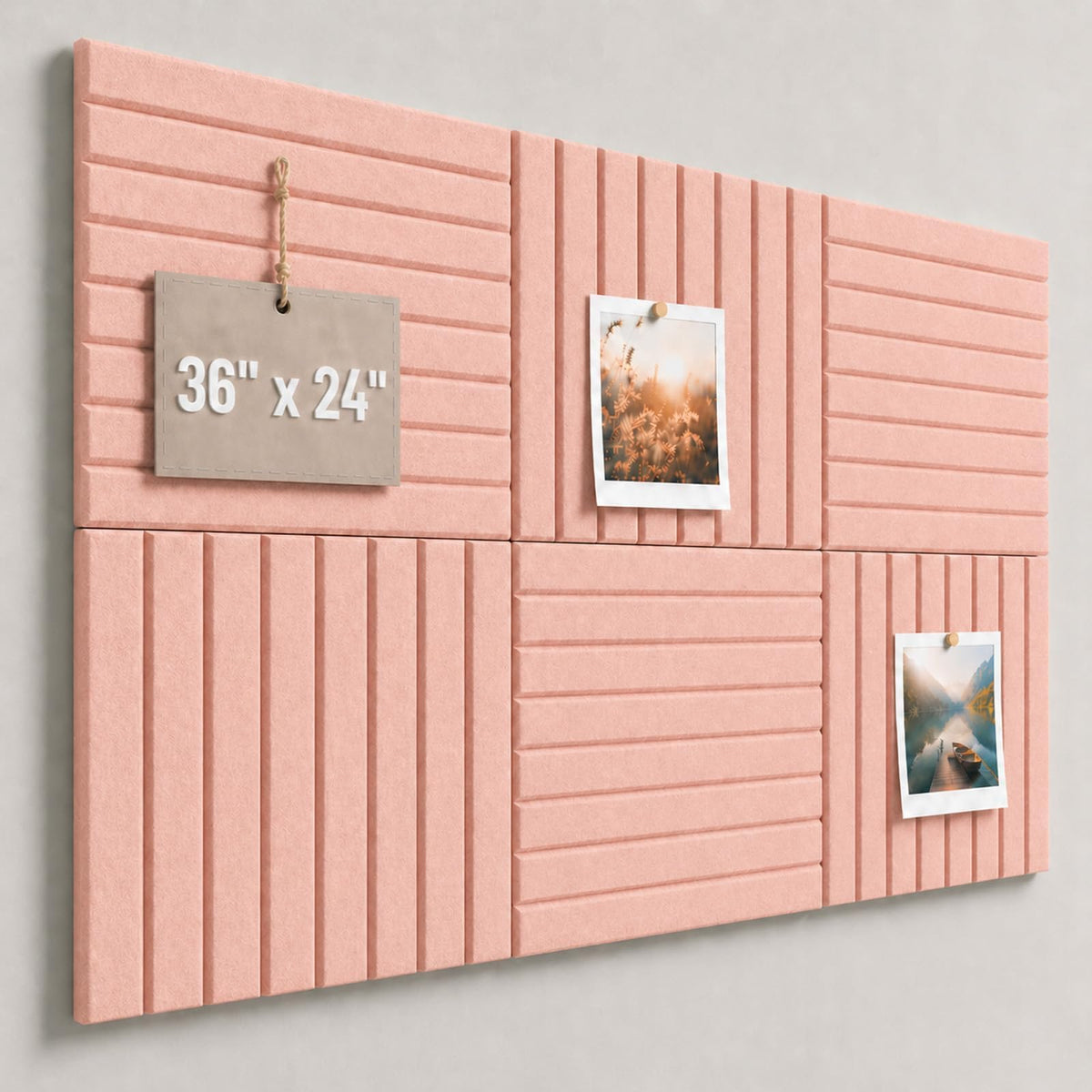 Baysola Stripe Felt Bulletin Board Tiles, Cork Board Alternative 24 x 36 in