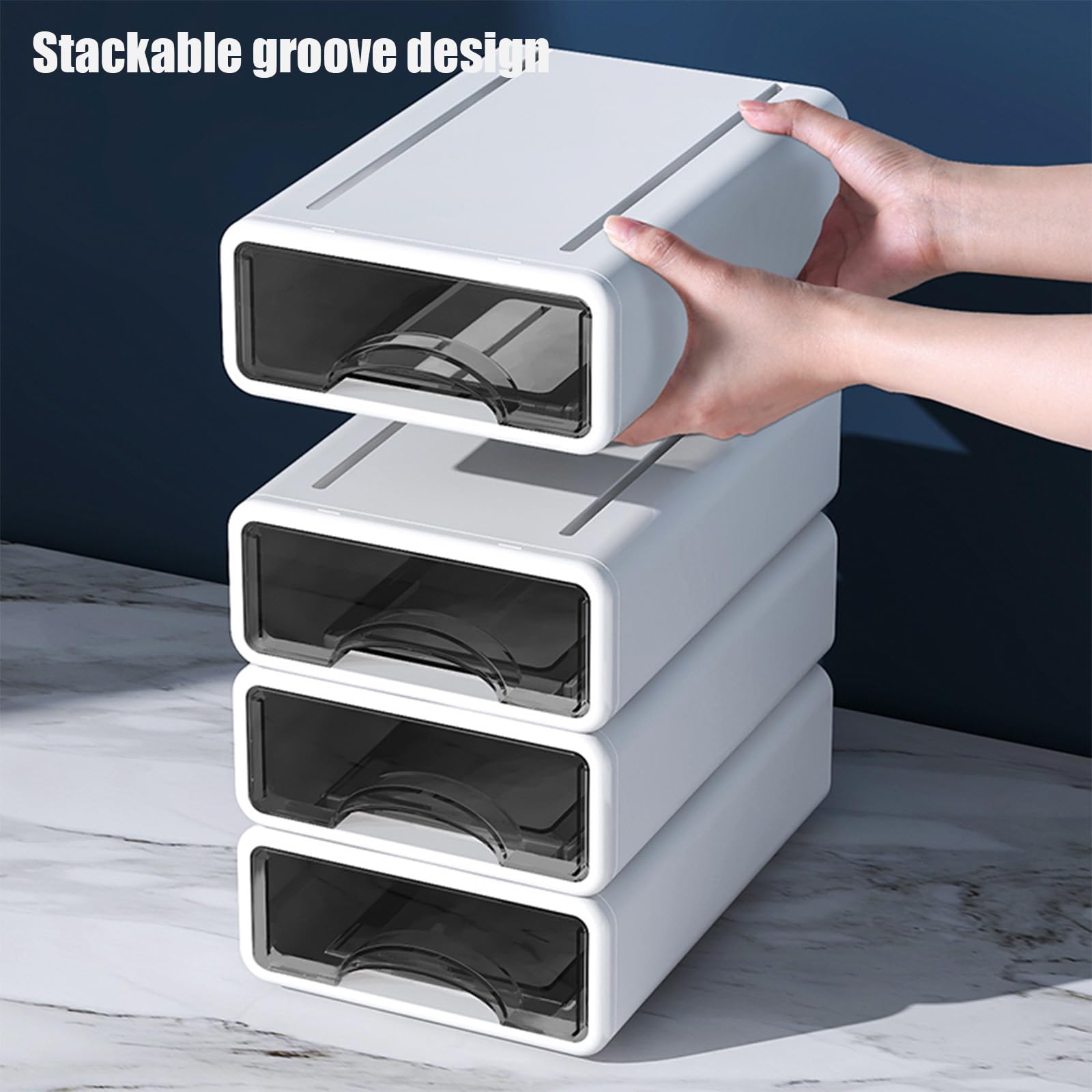 Desk Organizer with Drawers, Stackable Storage Drawers with Compartments Desktop Organization for