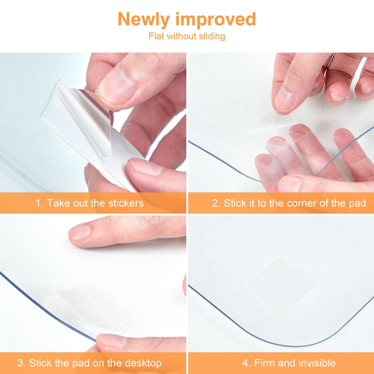 PUEAZU Clear Desk Mat, 27.5"x15.7" inch Large PVC Desk Protector Pad, Waterproof Non-Slip Round