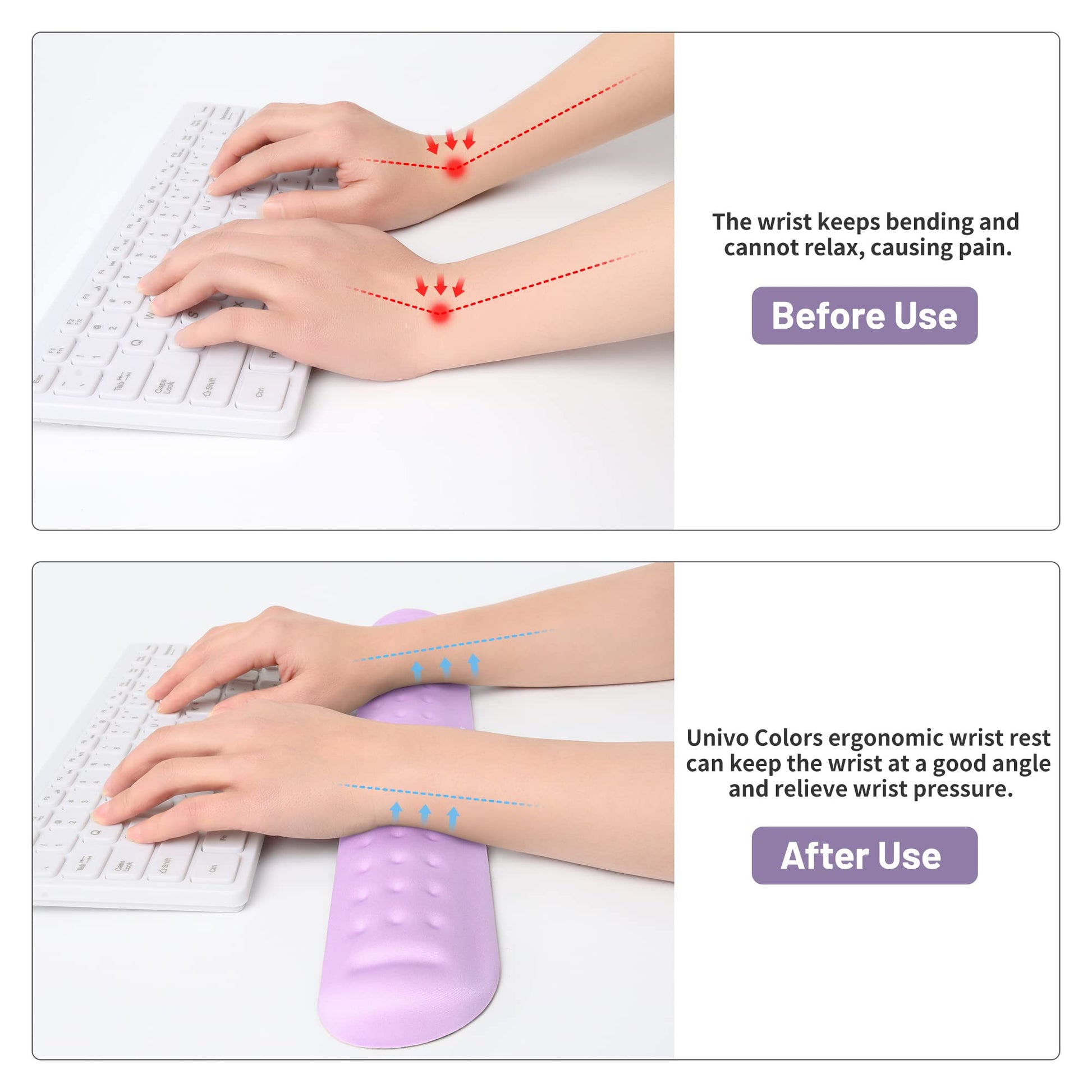 UnivoColors Upgraded Massage Bead Wrist Rest for Keyboard, Wrist Ergonomic Support, Made of Soft