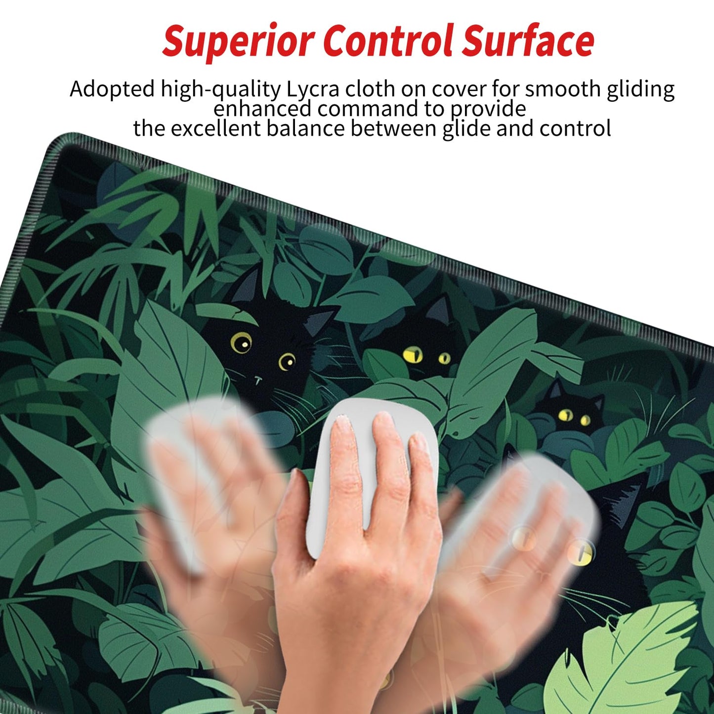 Gaming Mouse Pad Black Cute Cat Desk Mat Large Mousepad 31.5''X15.75'' Desk Pad XXL Computer Mat
