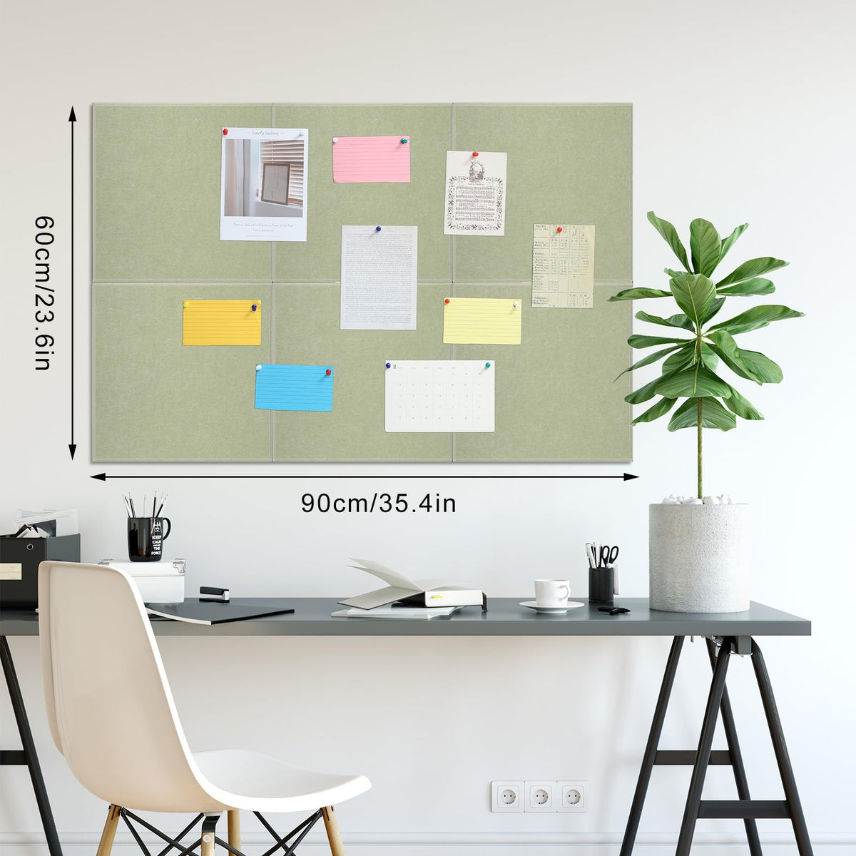 Large Cork Board 36" x 24", 6 Pack Felt Bulletin Board, Pin Boards