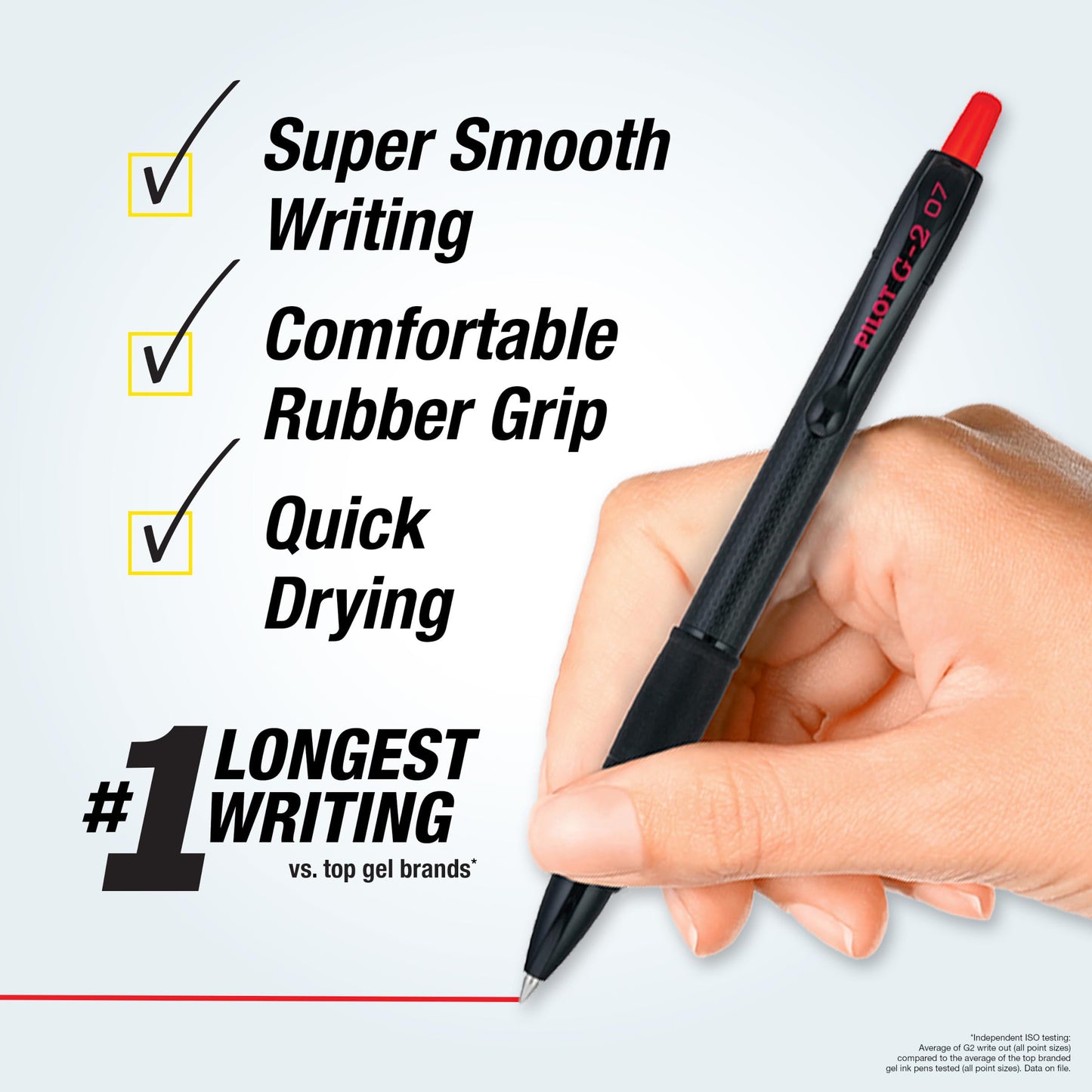 PILOT G2 Edge Red Gel Roller Pens, Fine Point 0.7 mm, 12Pk