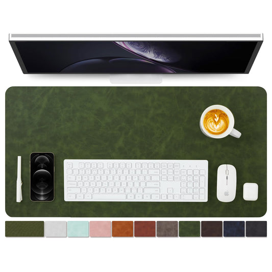 Distressed Leather Desk Mat - Non-Slip PU Desk Pad for Office and Home - Desk Organization and